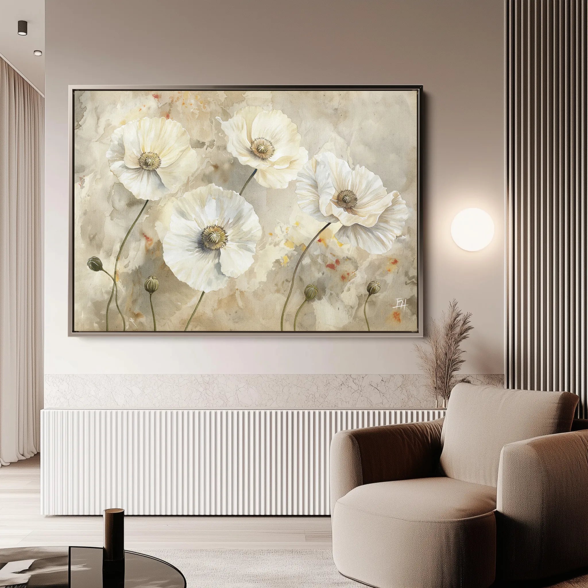 Floral 074 Canvas Art 18" x 24" / 45 x 60 cm / Black