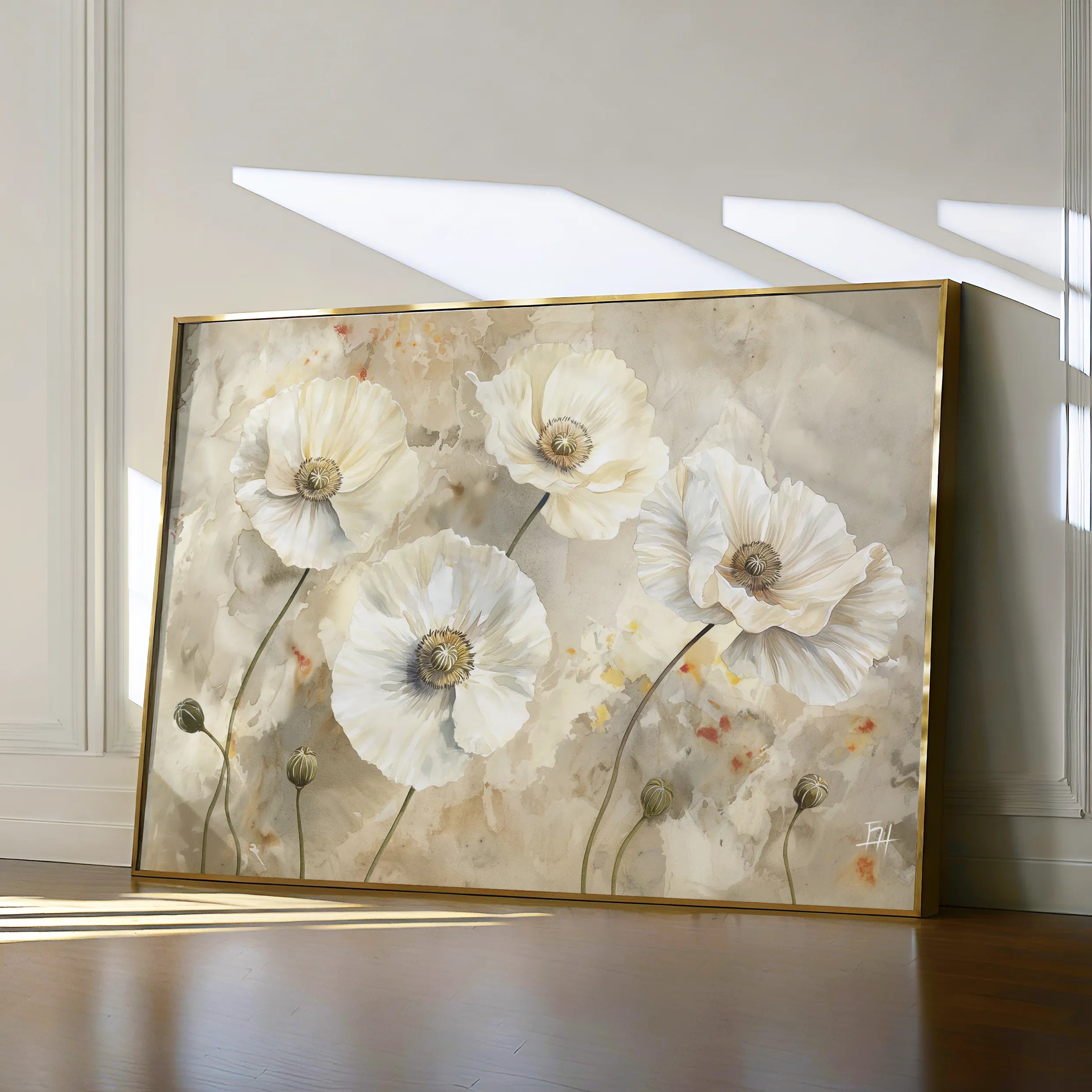 Floral 074 Canvas Art 18" x 24" / 45 x 60 cm / Black
