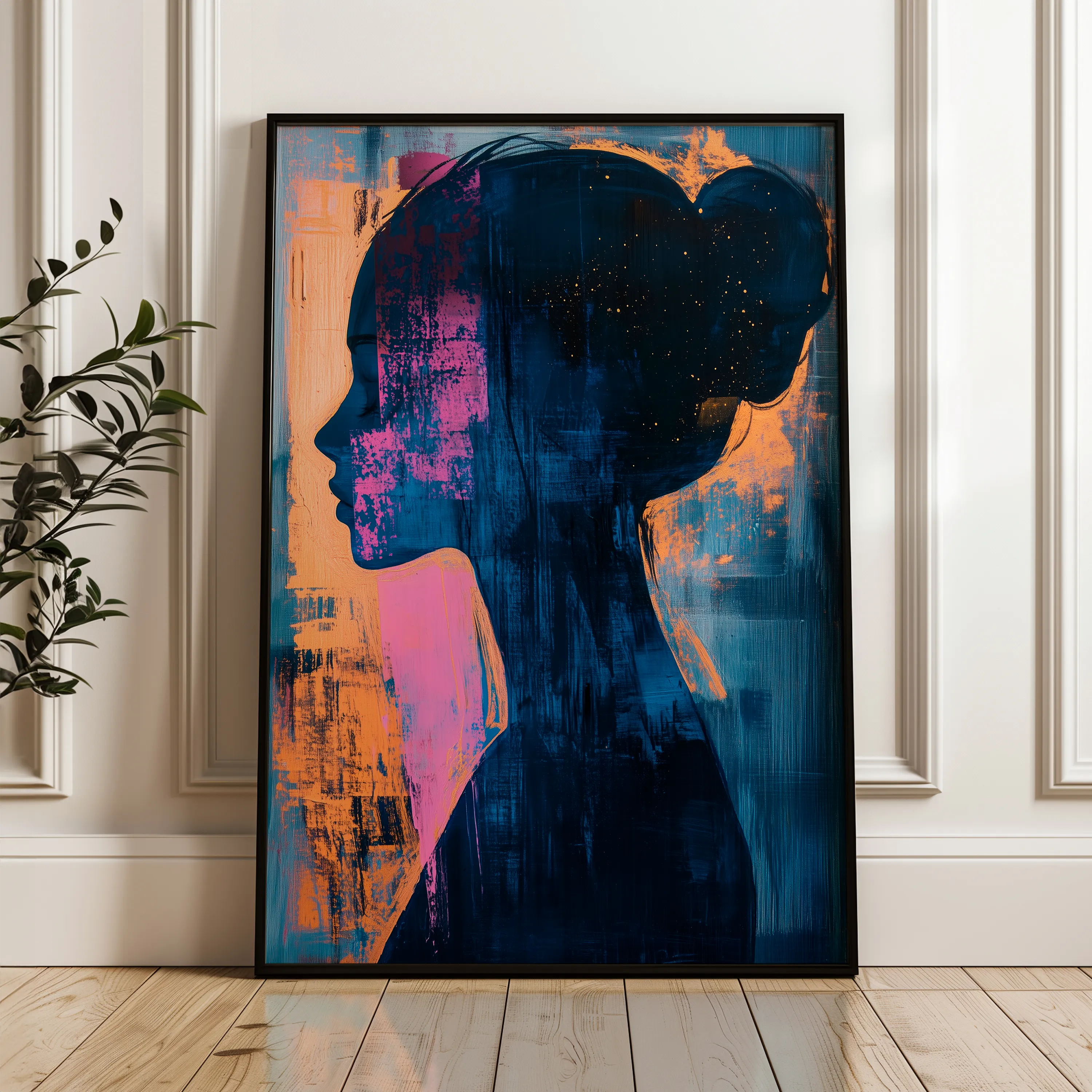 Portrait 074 Canvas Art 18" x 24" / 45 x 60 cm / Black