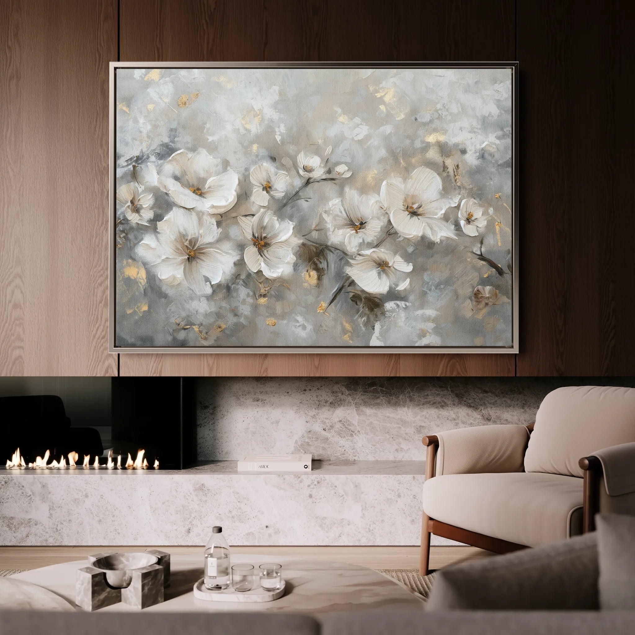 Floral 075 Canvas Art 18" x 24" / 45 x 60 cm / Black