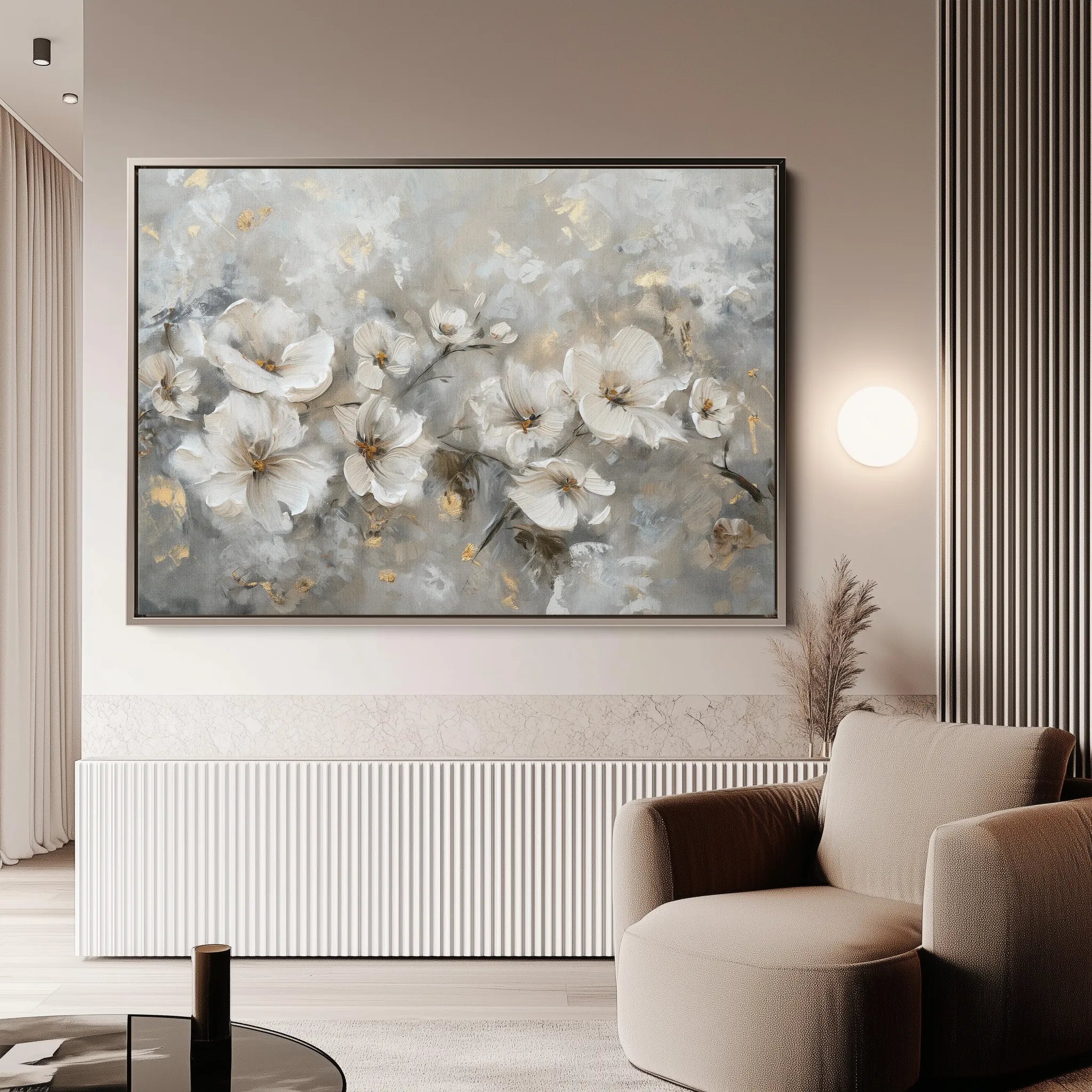 Floral 075 Canvas Art 18" x 24" / 45 x 60 cm / Black