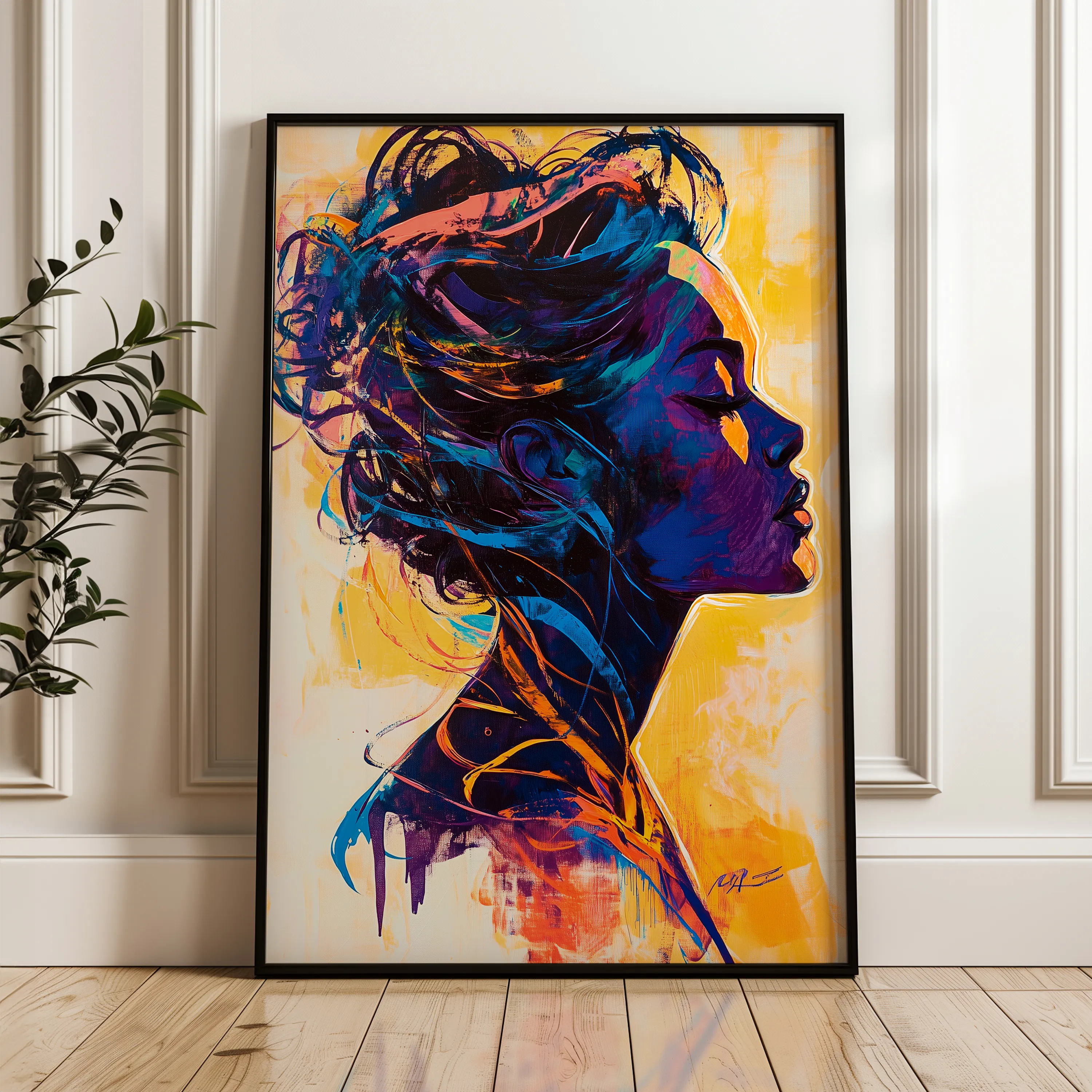 Portrait 075 Canvas Art 18" x 24" / 45 x 60 cm / Black
