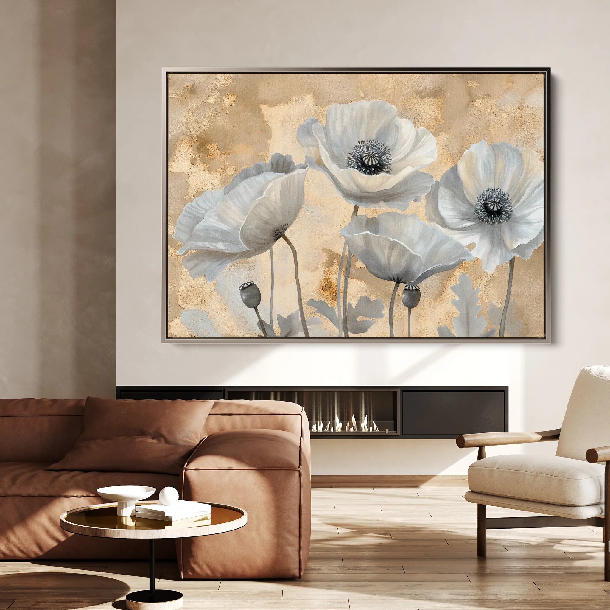 Floral 076 Canvas Art 18" x 24" / 45 x 60 cm / Black