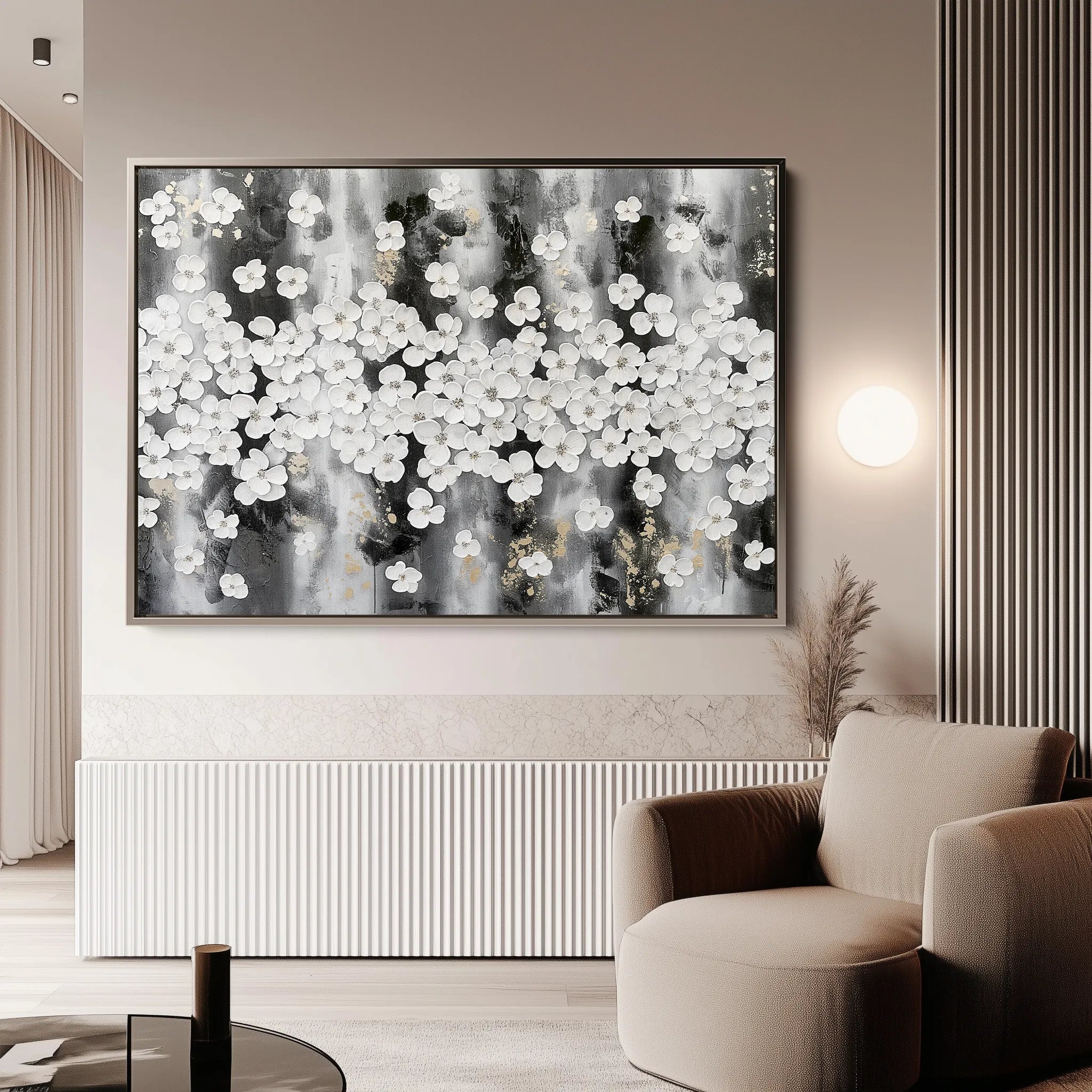 Floral 077 Canvas Art 18" x 24" / 45 x 60 cm / Black
