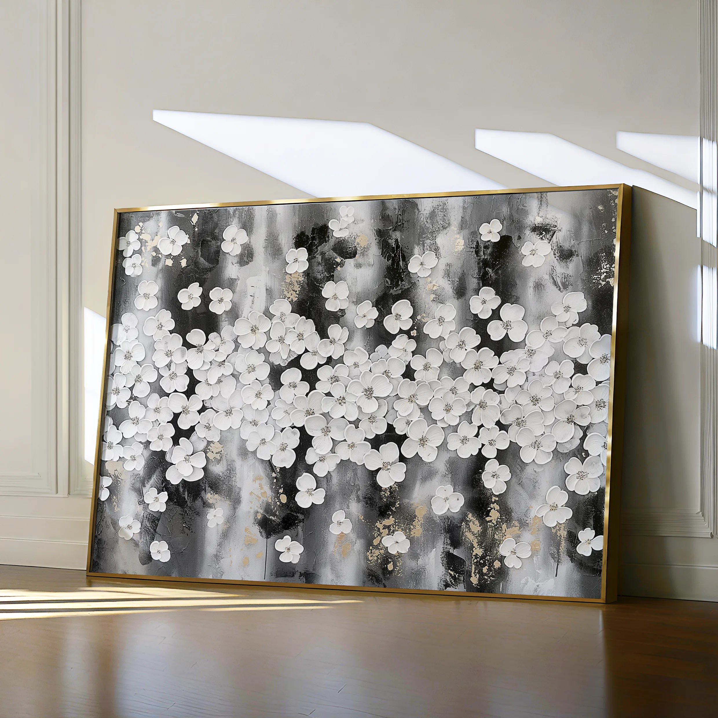 Floral 077 Canvas Art 18" x 24" / 45 x 60 cm / Black