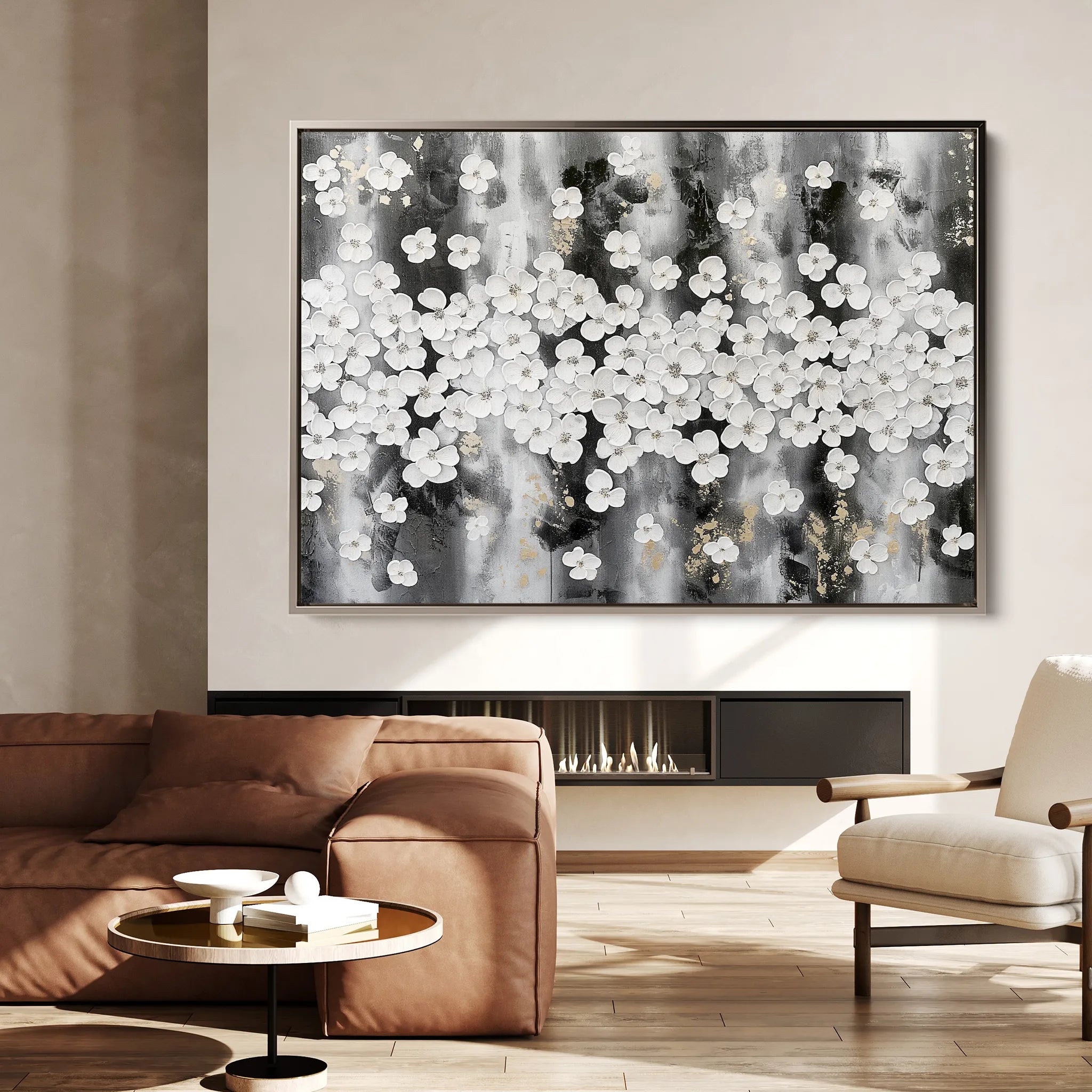 Floral 077 Canvas Art 18" x 24" / 45 x 60 cm / Black