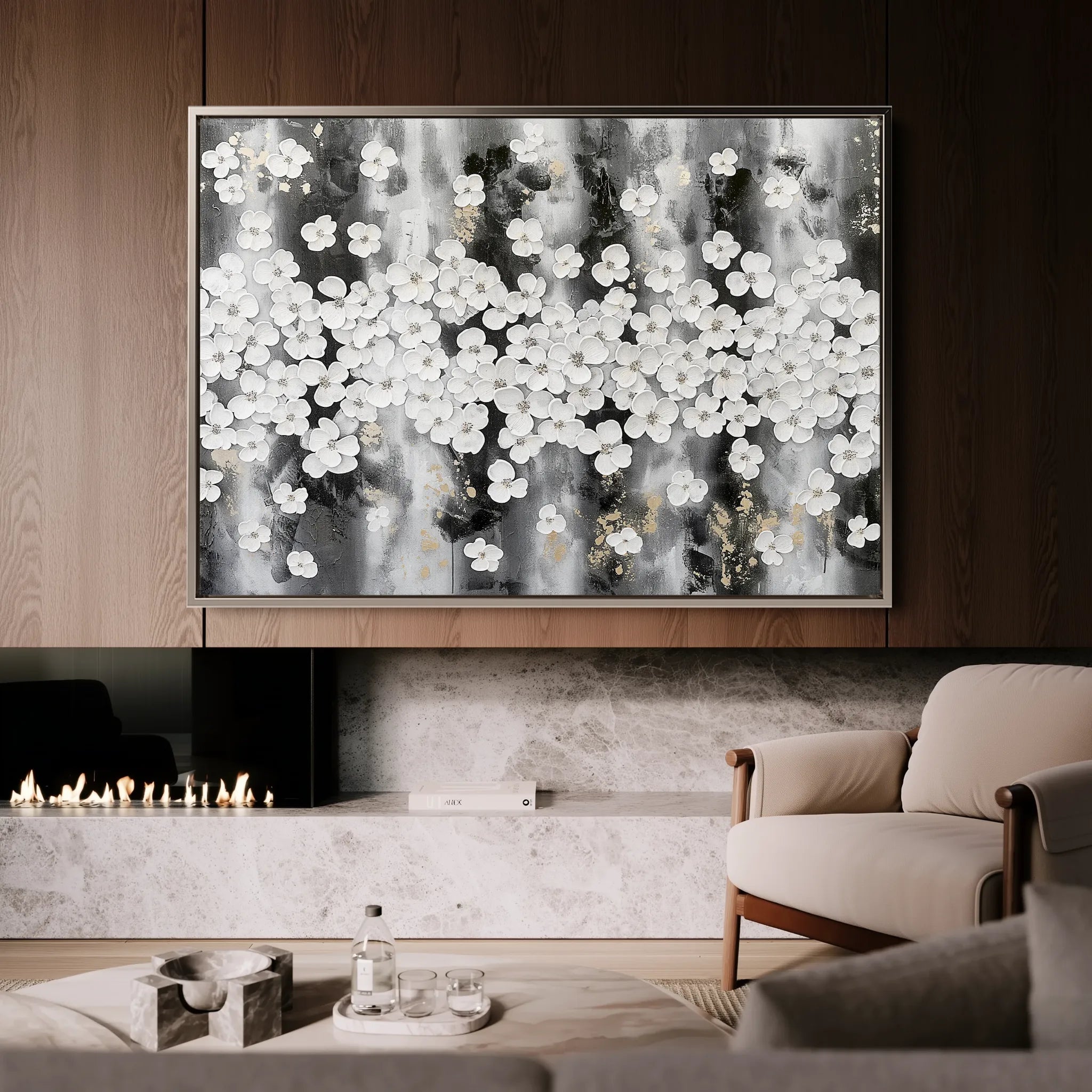 Floral 077 Canvas Art 18" x 24" / 45 x 60 cm / Black