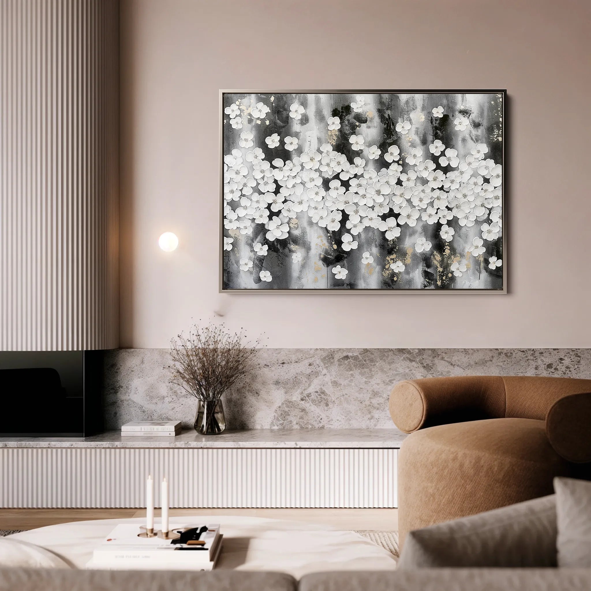 Floral 077 Canvas Art 18" x 24" / 45 x 60 cm / Black