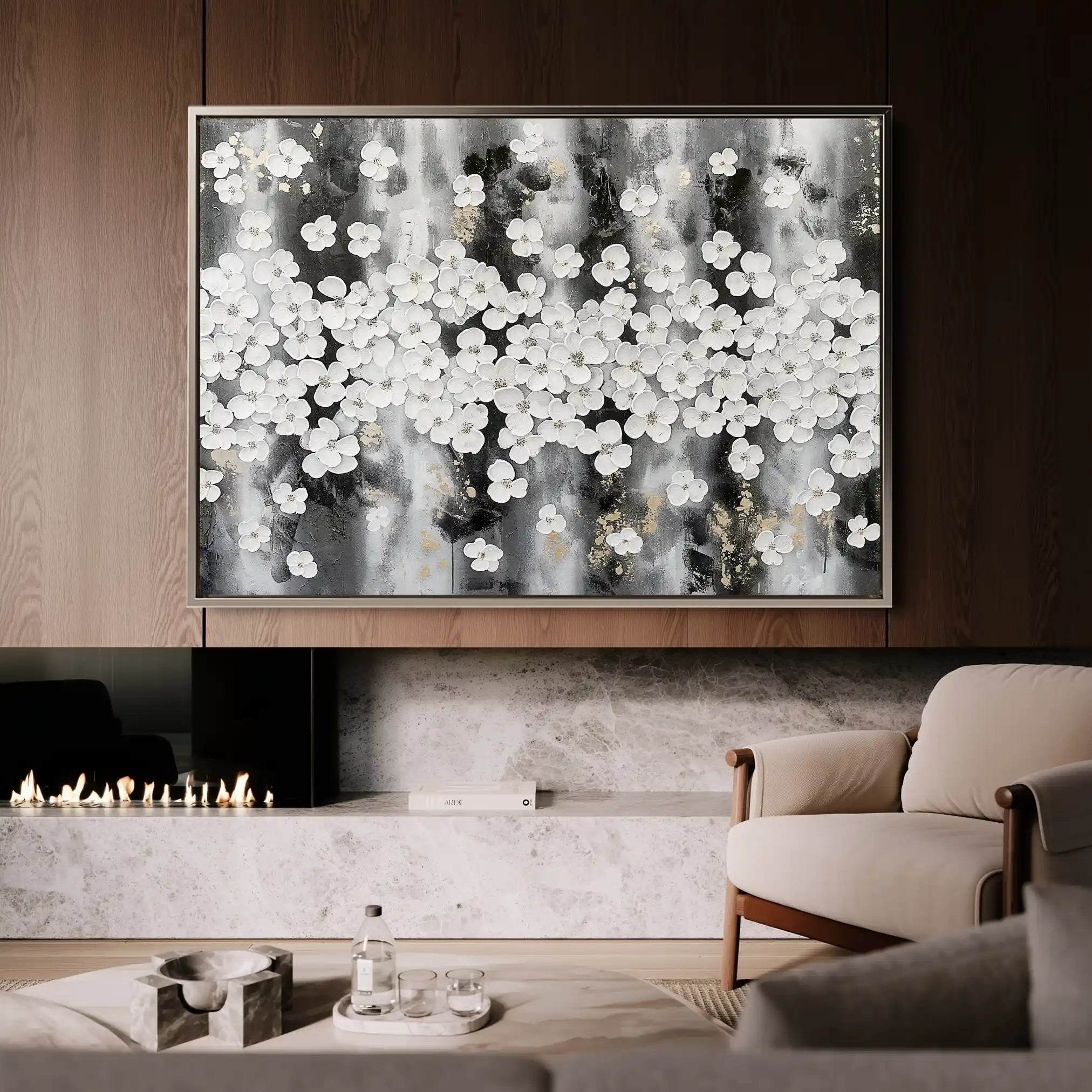 Floral 077 Canvas Art 60 x 40 cm / Black