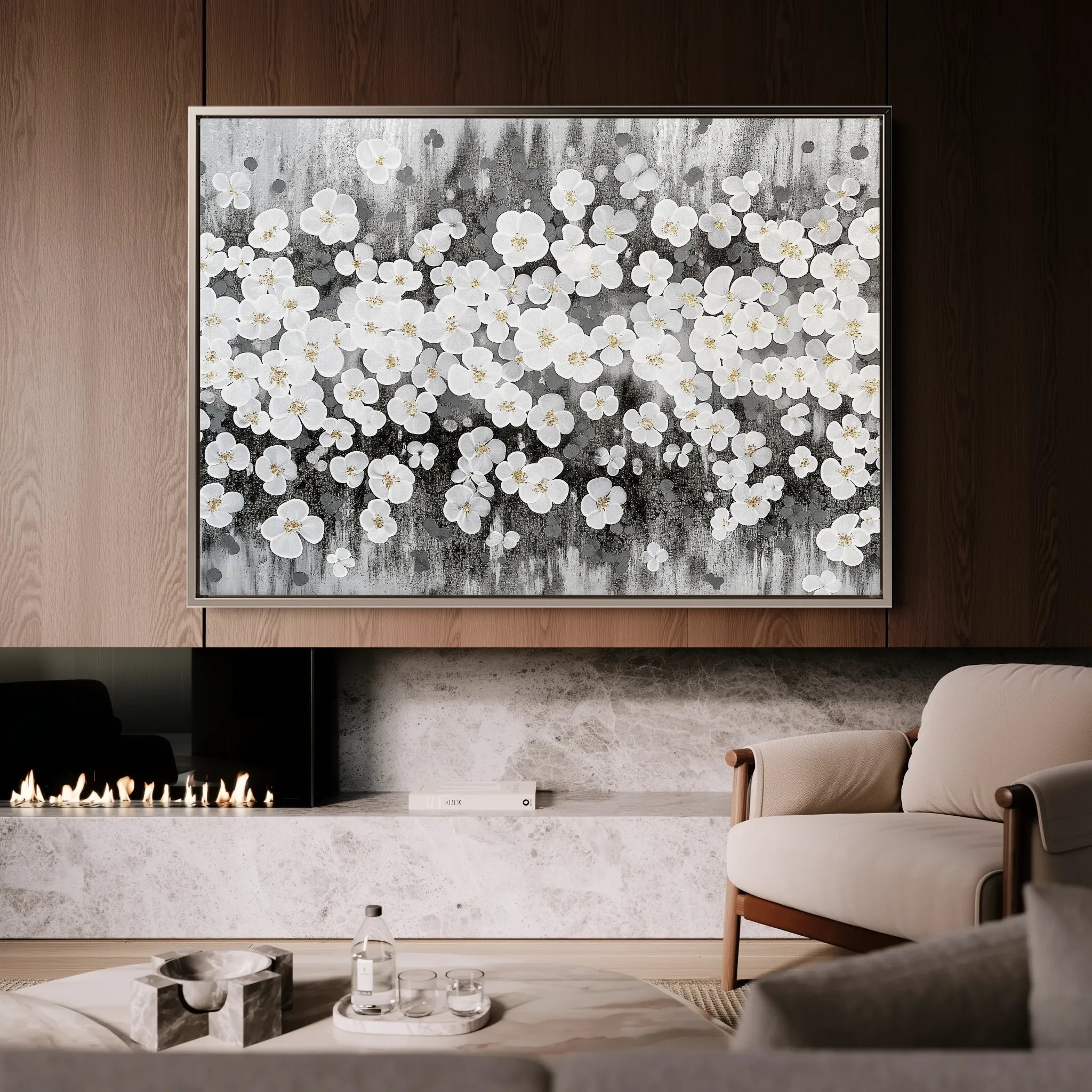 Floral 078 Canvas Art 18" x 24" / 45 x 60 cm / Black