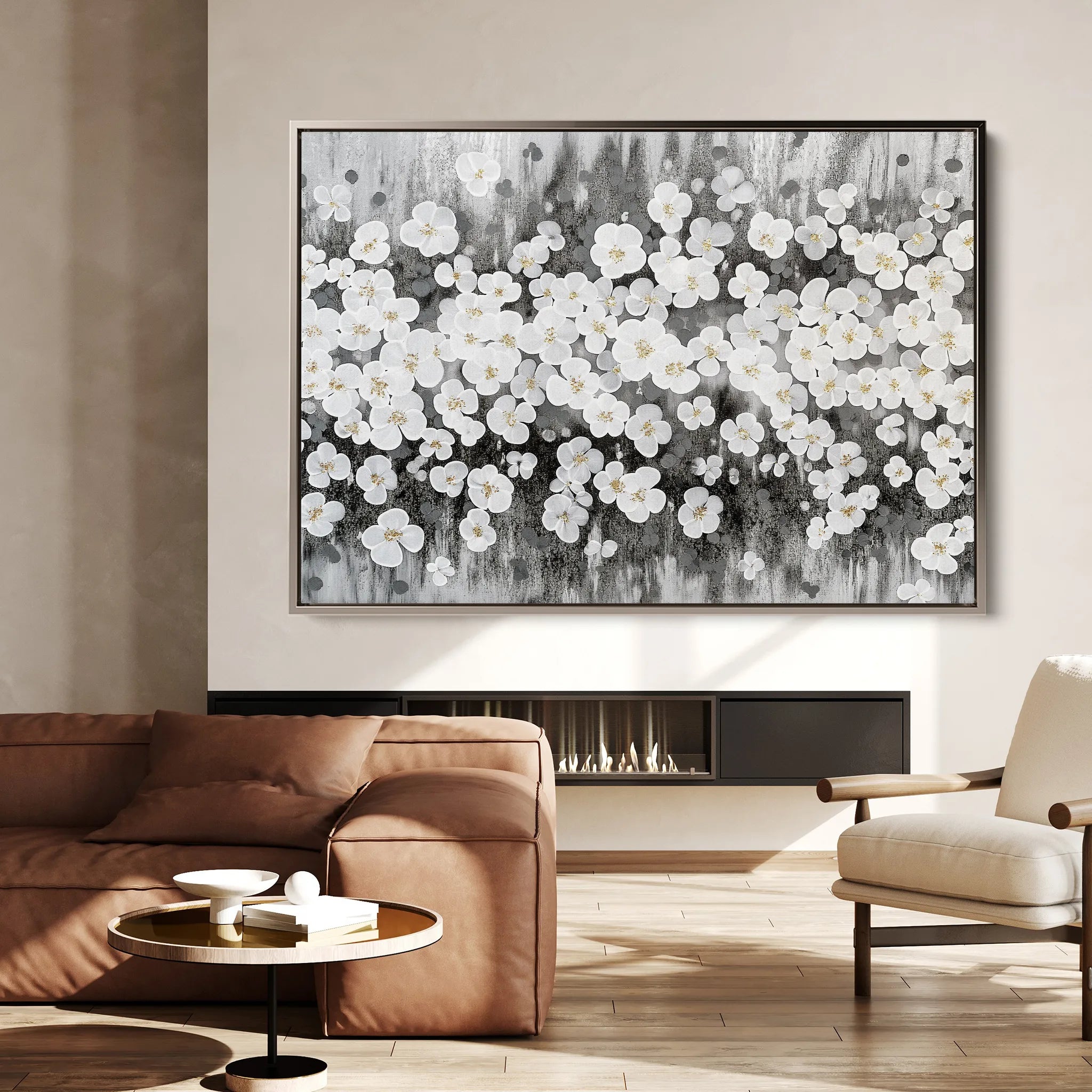 Floral 078 Canvas Art 18" x 24" / 45 x 60 cm / Black