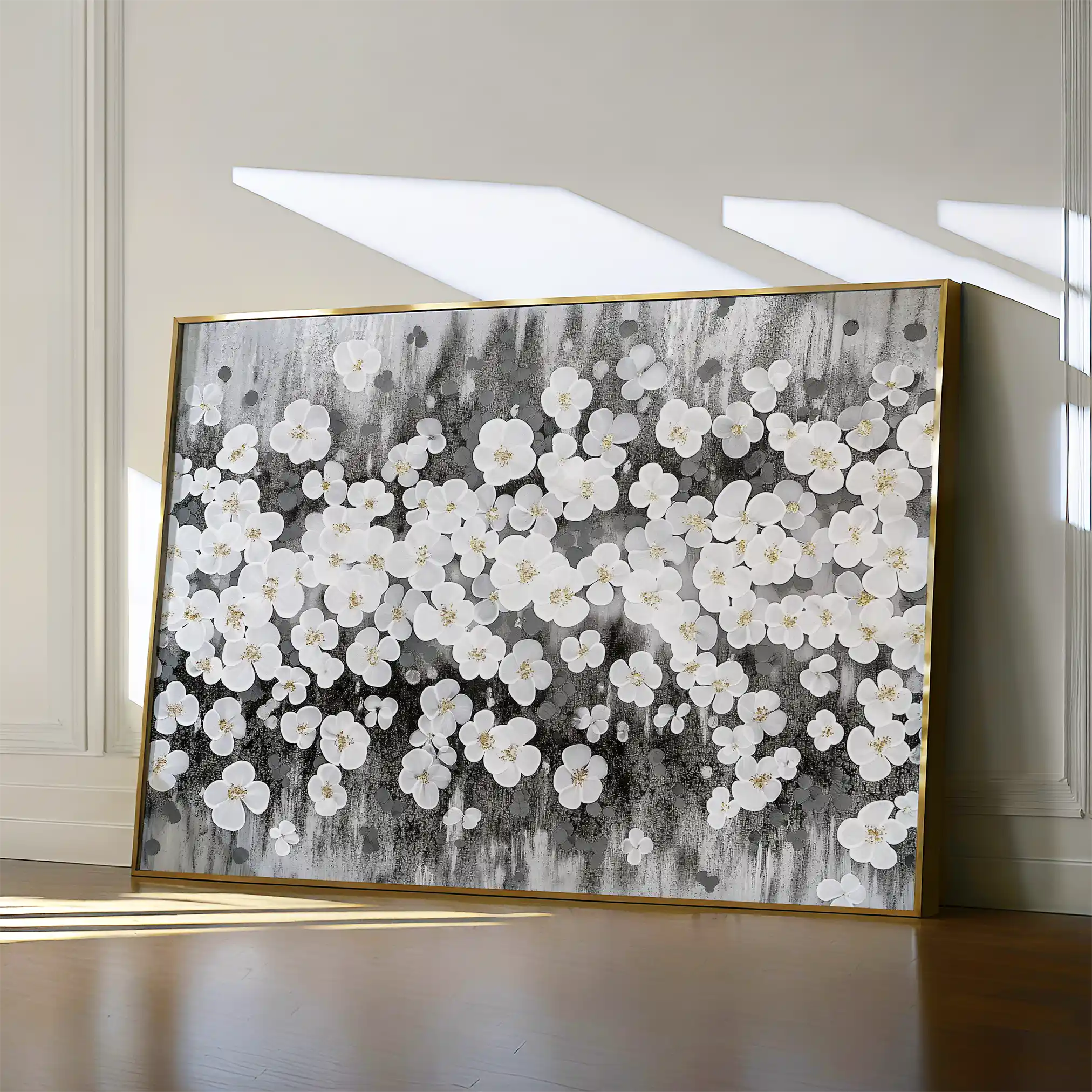 Floral 078 Canvas Art 60 x 40 cm / Black