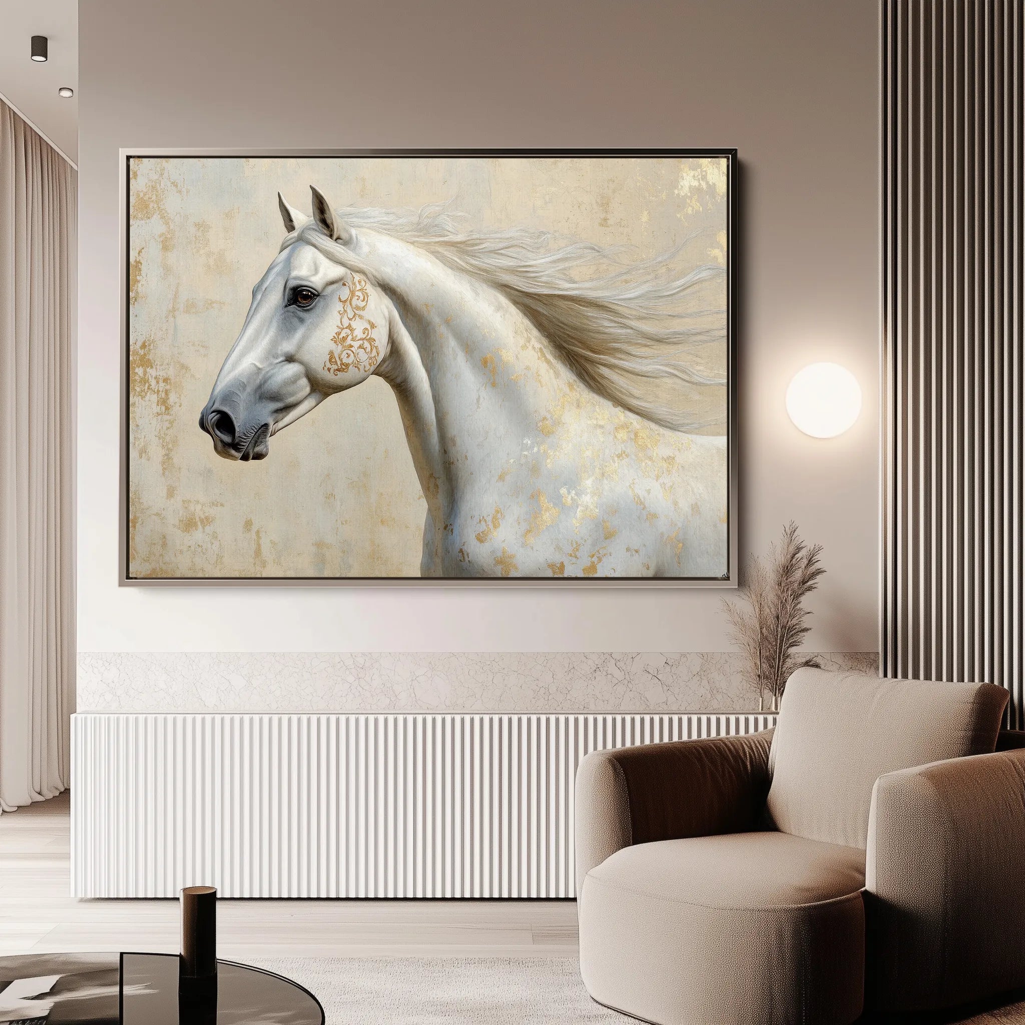 Horses 078 Canvas Art 18" x 24" / 45 x 60 cm / Black