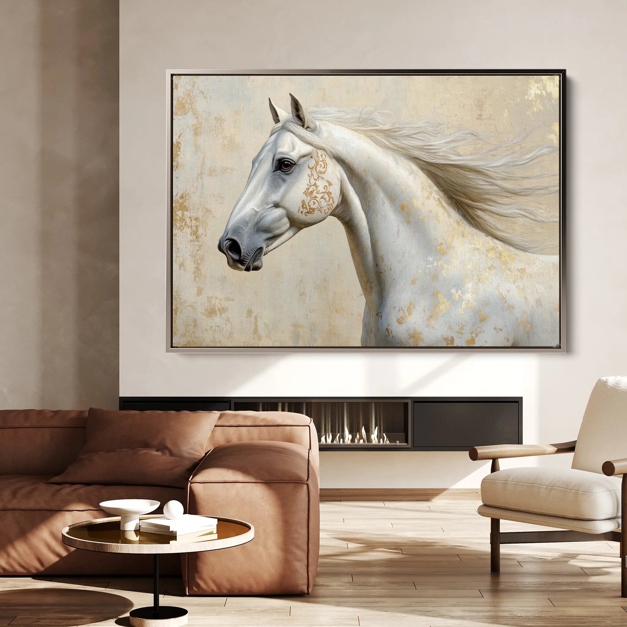 Horses 078 Canvas Art 18" x 24" / 45 x 60 cm / Black
