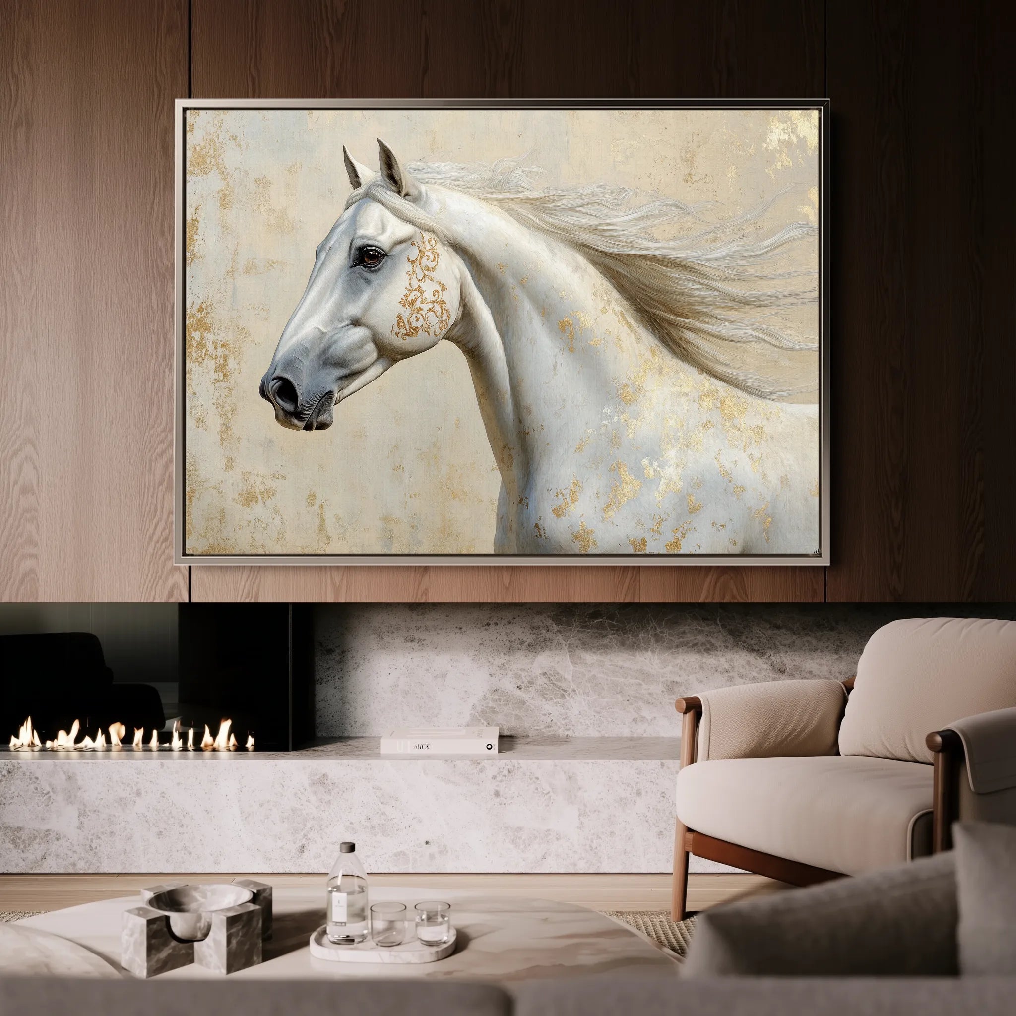 Horses 078 Canvas Art 18" x 24" / 45 x 60 cm / Black