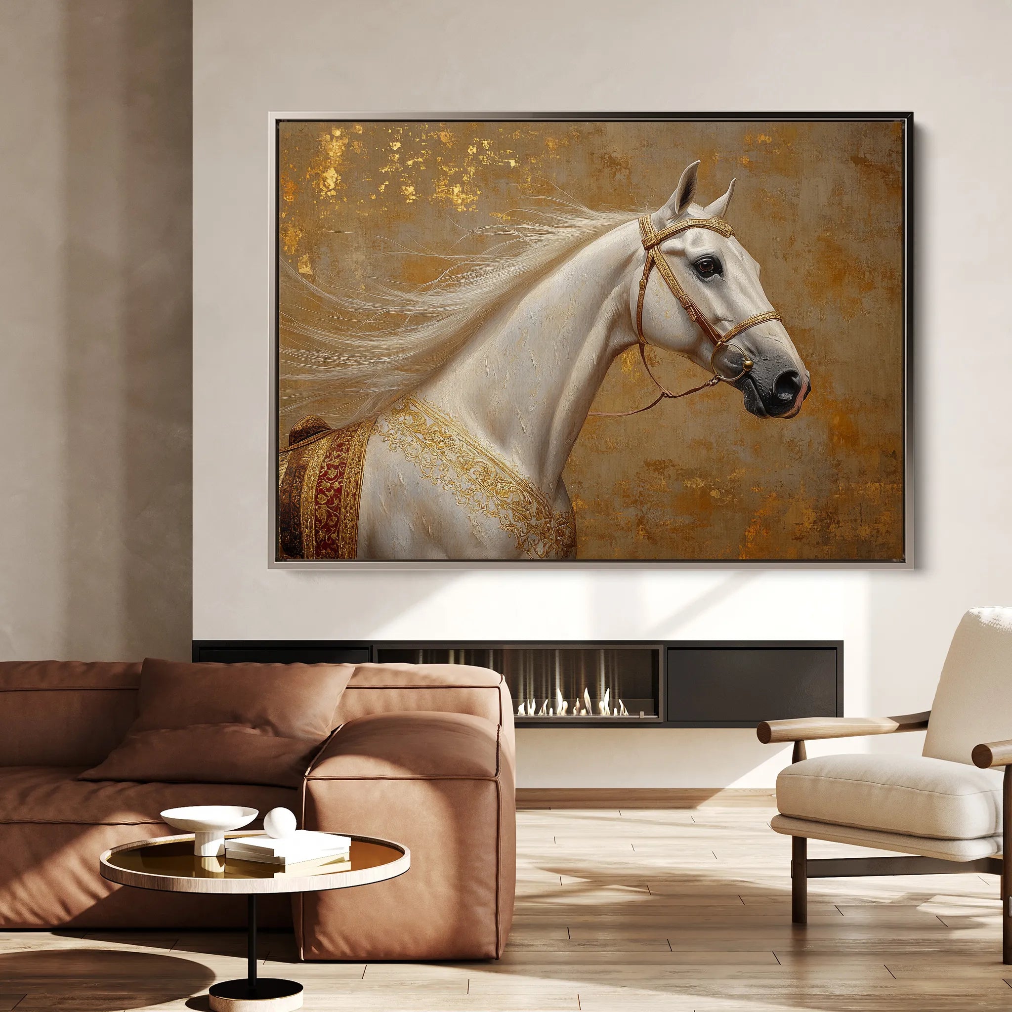 Horses 079 Canvas Art 18" x 24" / 45 x 60 cm / Black