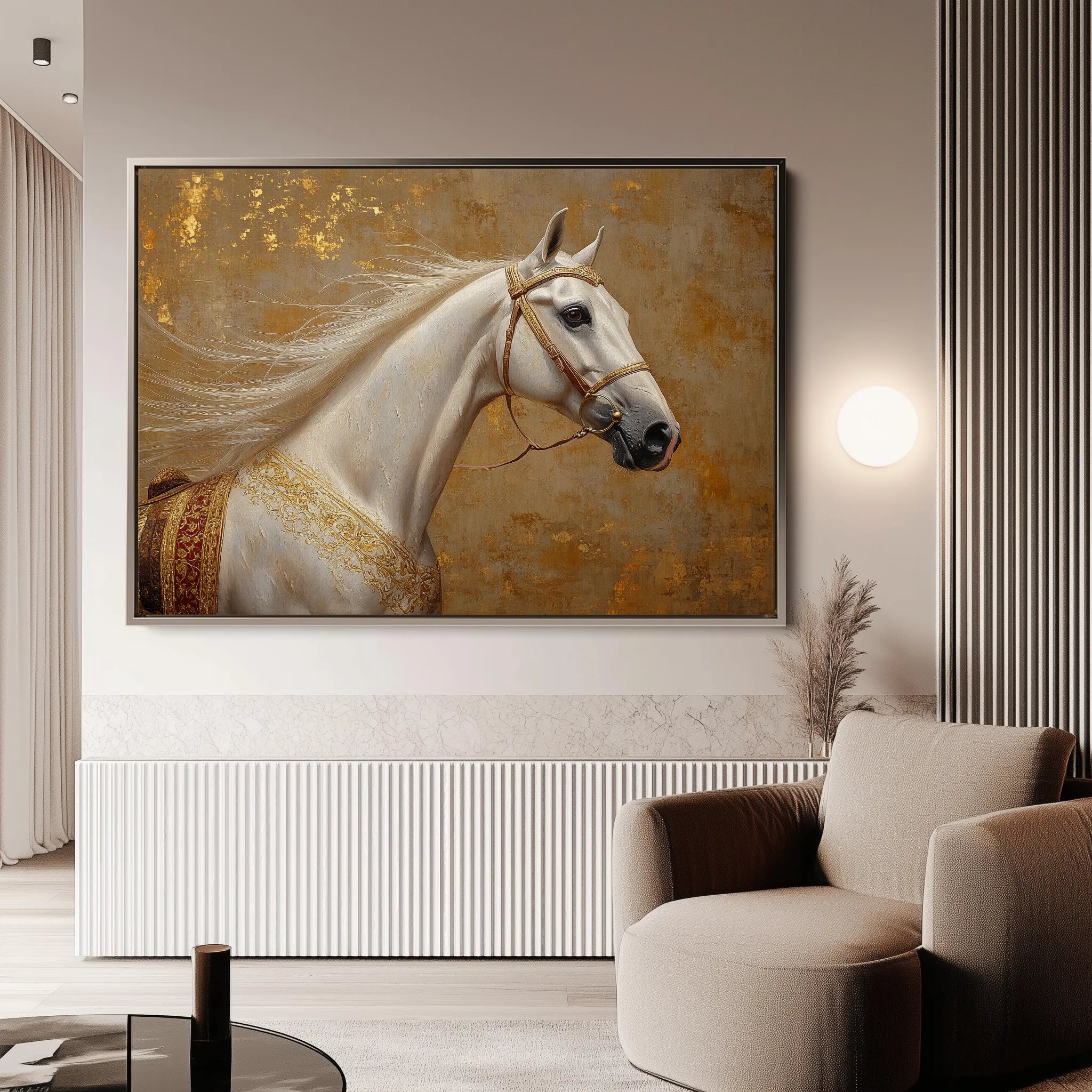 Horses 079 Canvas Art 18" x 24" / 45 x 60 cm / Black