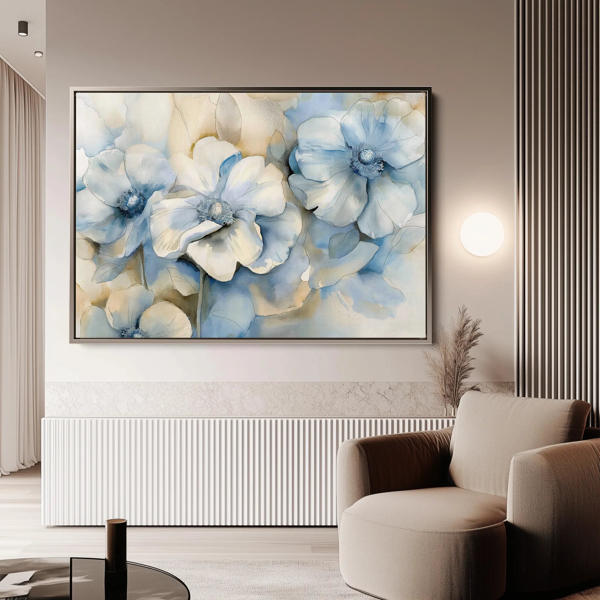 Floral 080 Canvas Art 18" x 24" / 45 x 60 cm / Black