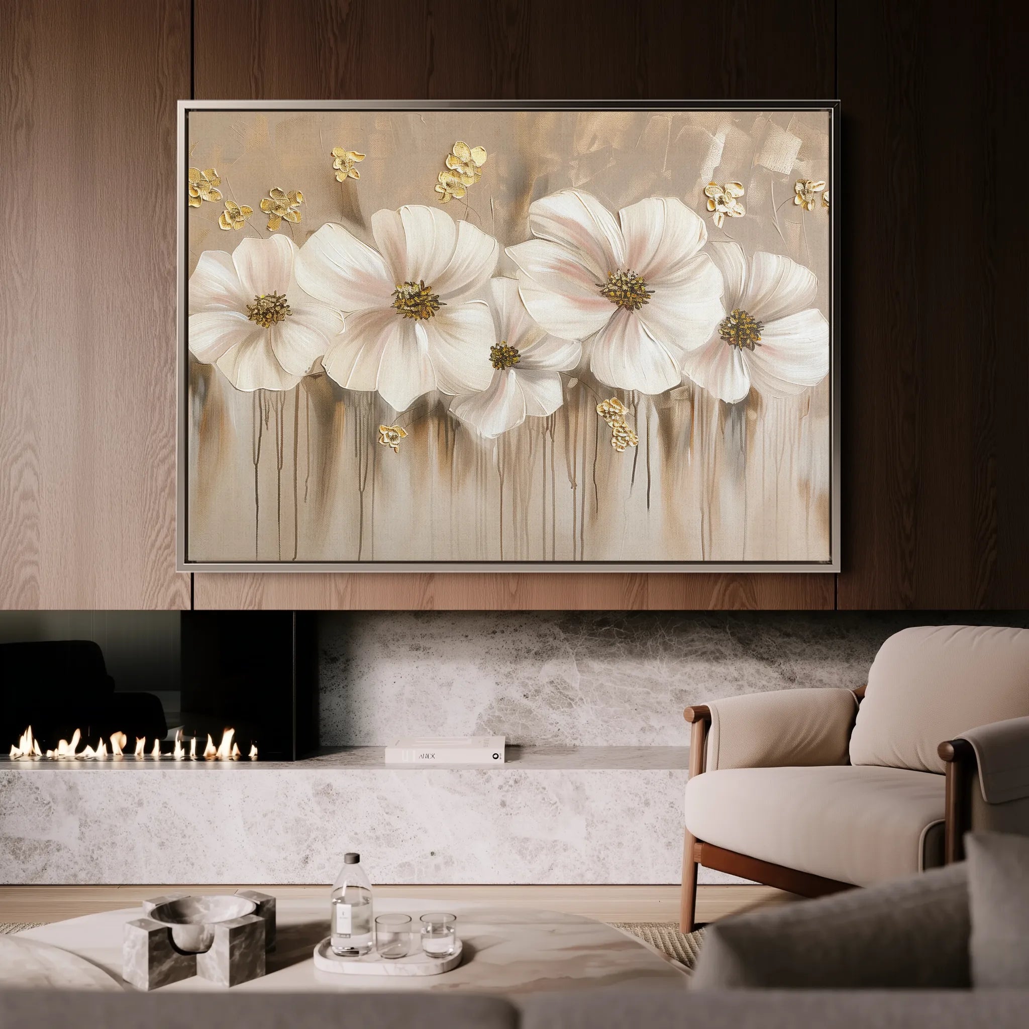 Floral 081 Canvas Art 18" x 24" / 45 x 60 cm / Black