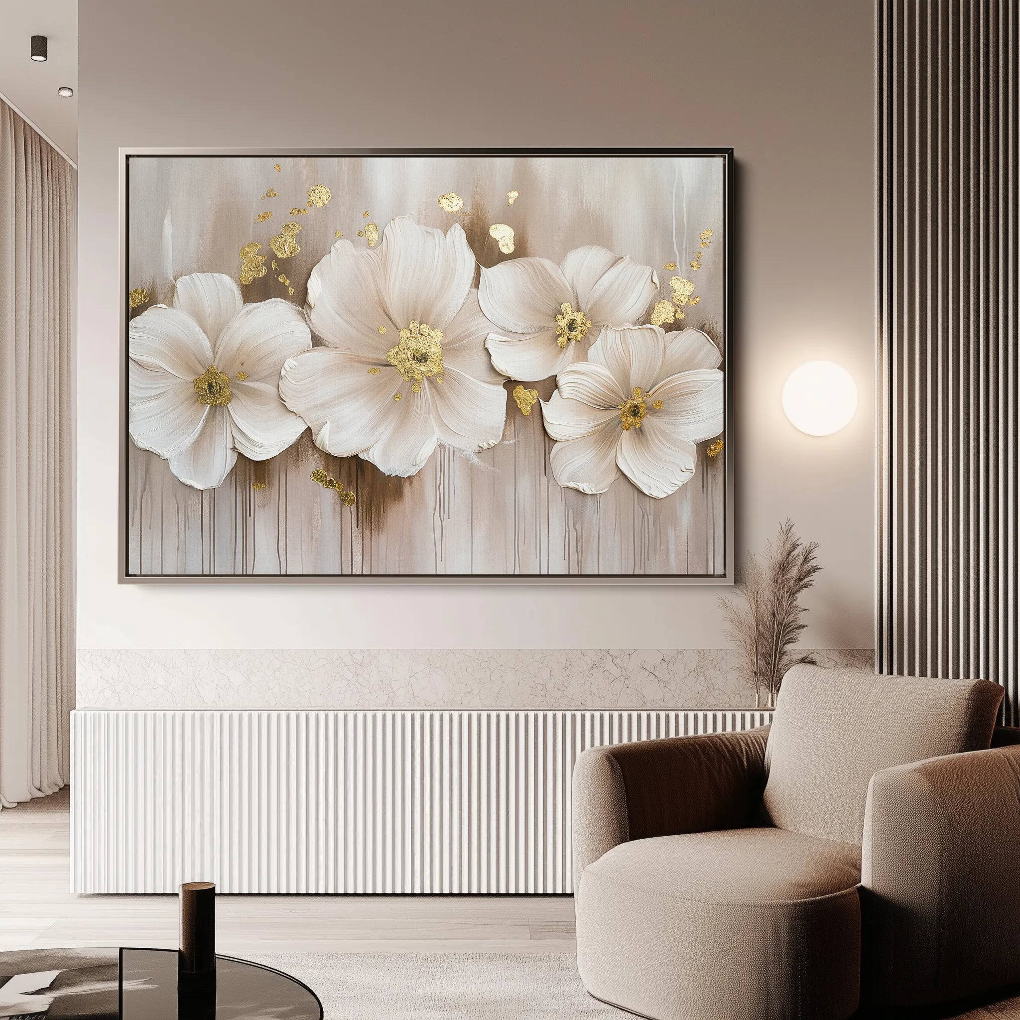 Floral 082 Canvas Art 18" x 24" / 45 x 60 cm / Black