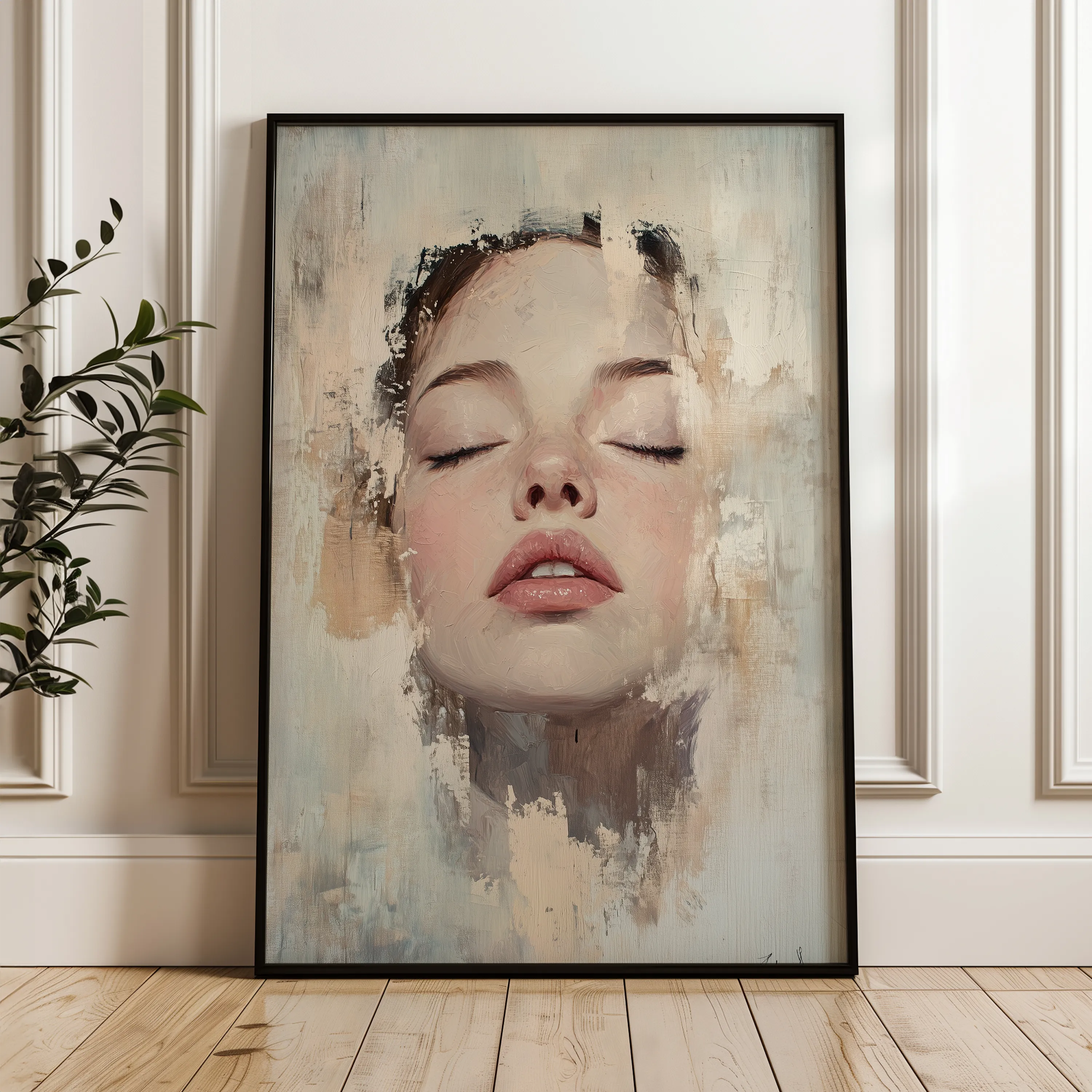 Portrait 082 Canvas Art 18" x 24" / 45 x 60 cm / Black