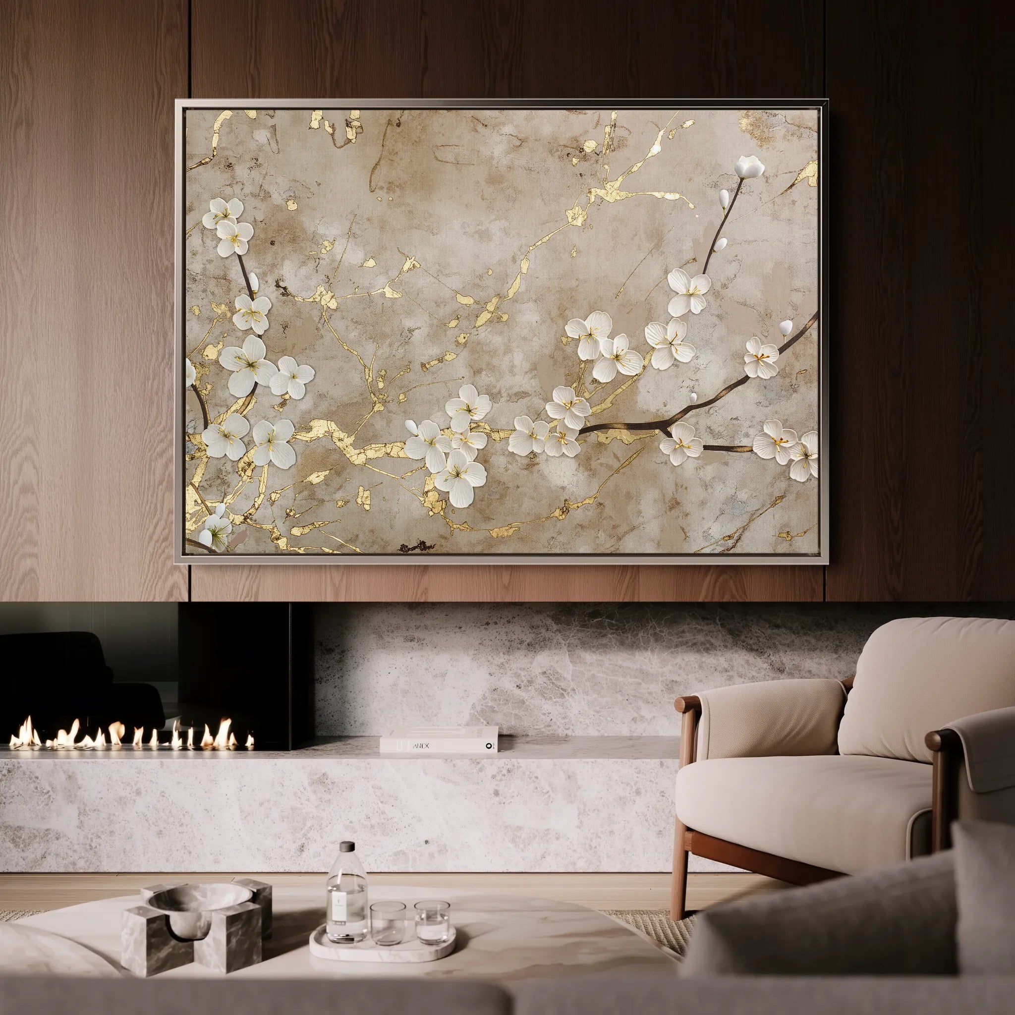 Floral 084 Canvas Art 18" x 24" / 45 x 60 cm / Black