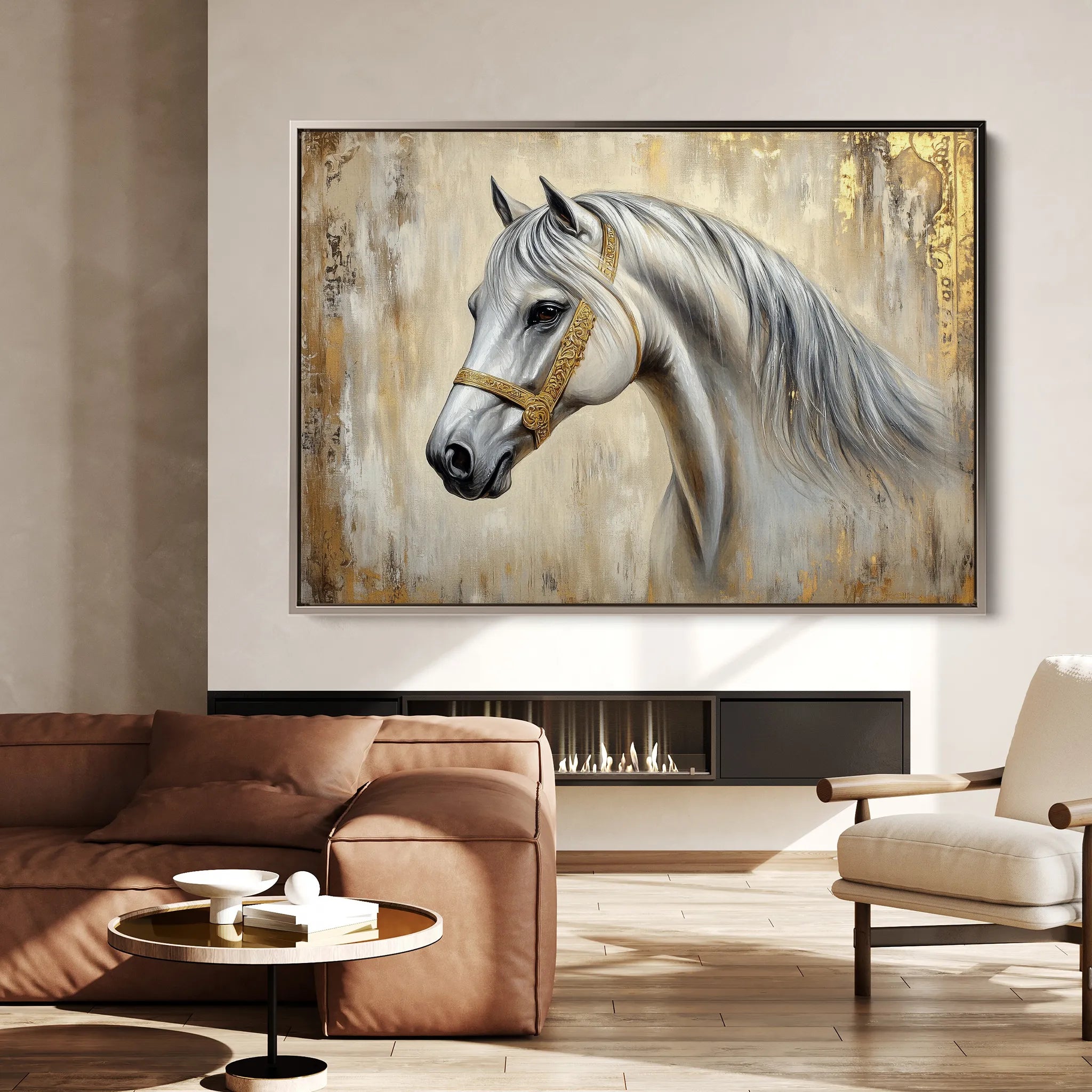 Horses 086 Canvas Art 18" x 24" / 45 x 60 cm / Black