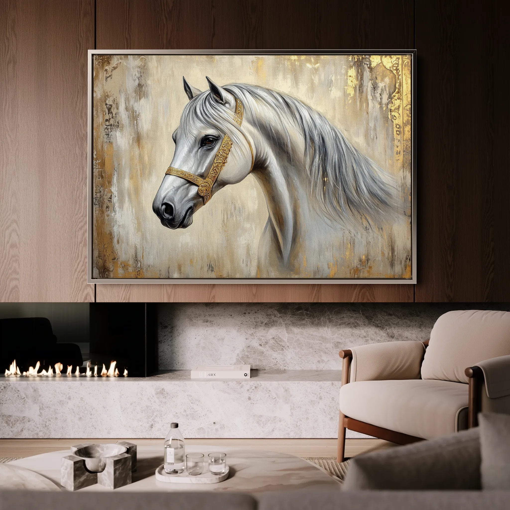 Horses 086 Canvas Art 18" x 24" / 45 x 60 cm / Black