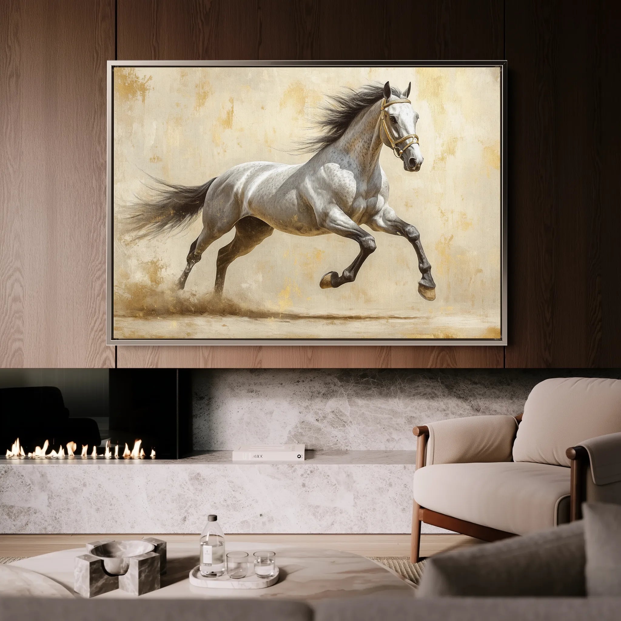 Horses 087 Canvas Art 18" x 24" / 45 x 60 cm / Black