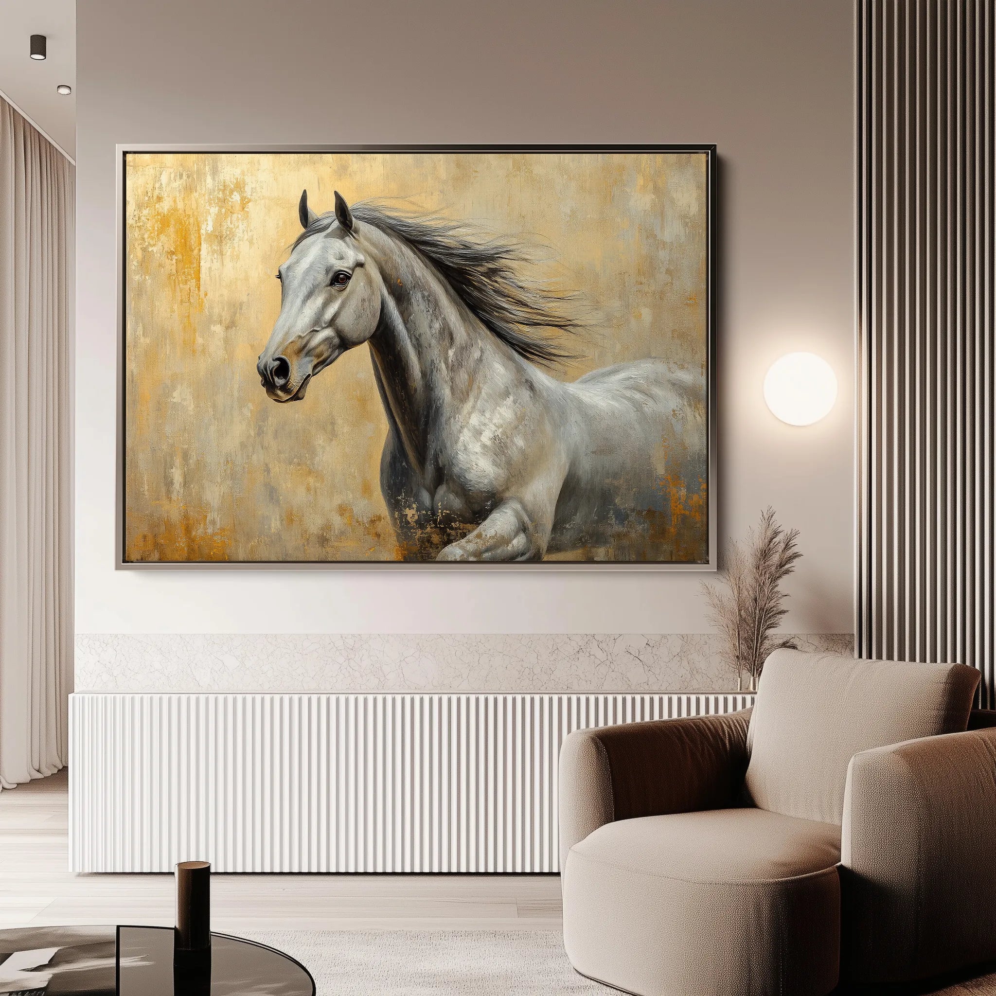 Horses 089 Canvas Art 18" x 24" / 45 x 60 cm / Black