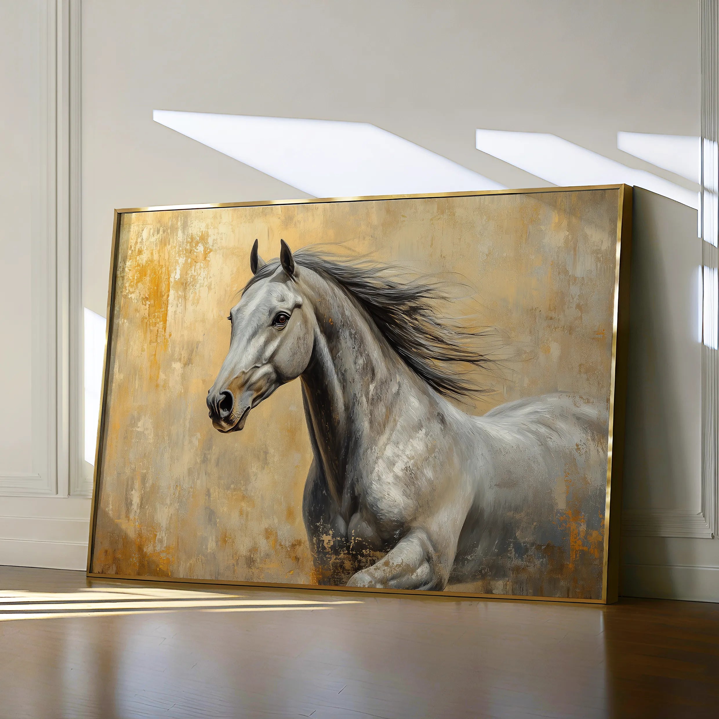Horses 089 Canvas Art 18" x 24" / 45 x 60 cm / Black