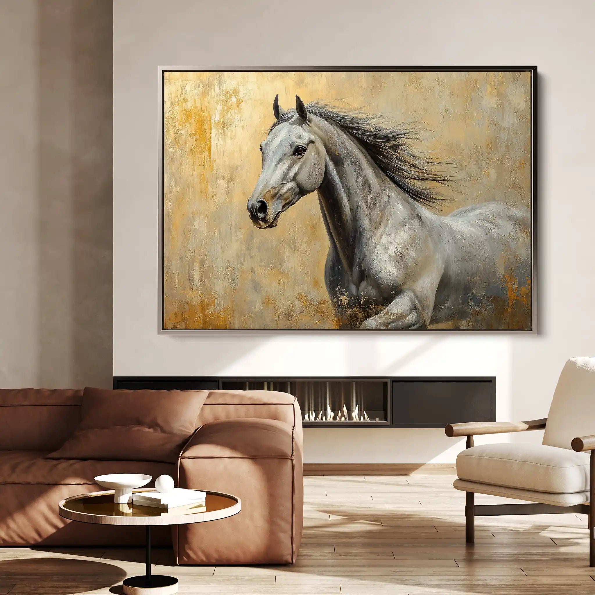 Horses 089 Canvas Art 60 x 40 cm / Black