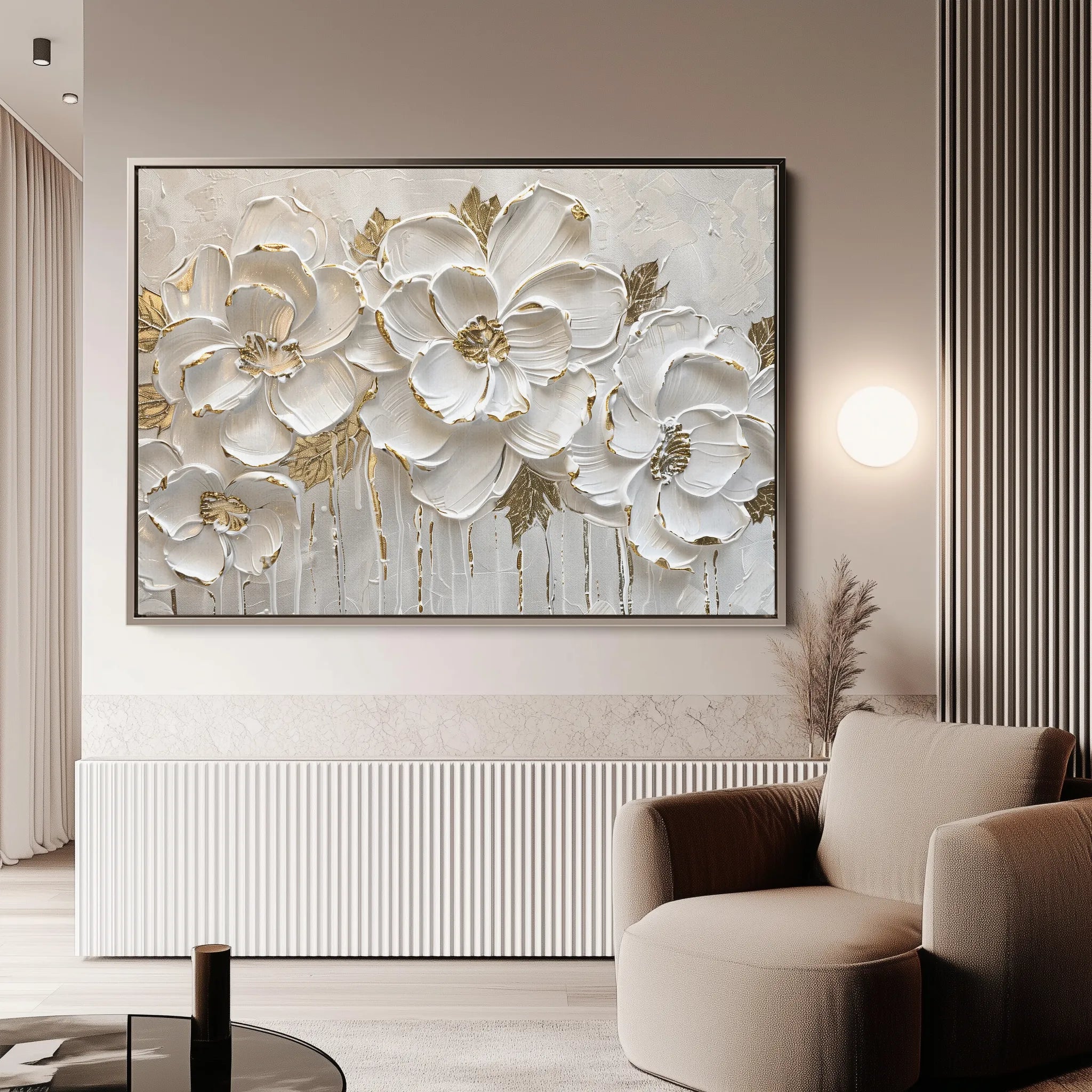 Floral 090 Canvas Art 18" x 24" / 45 x 60 cm / Black