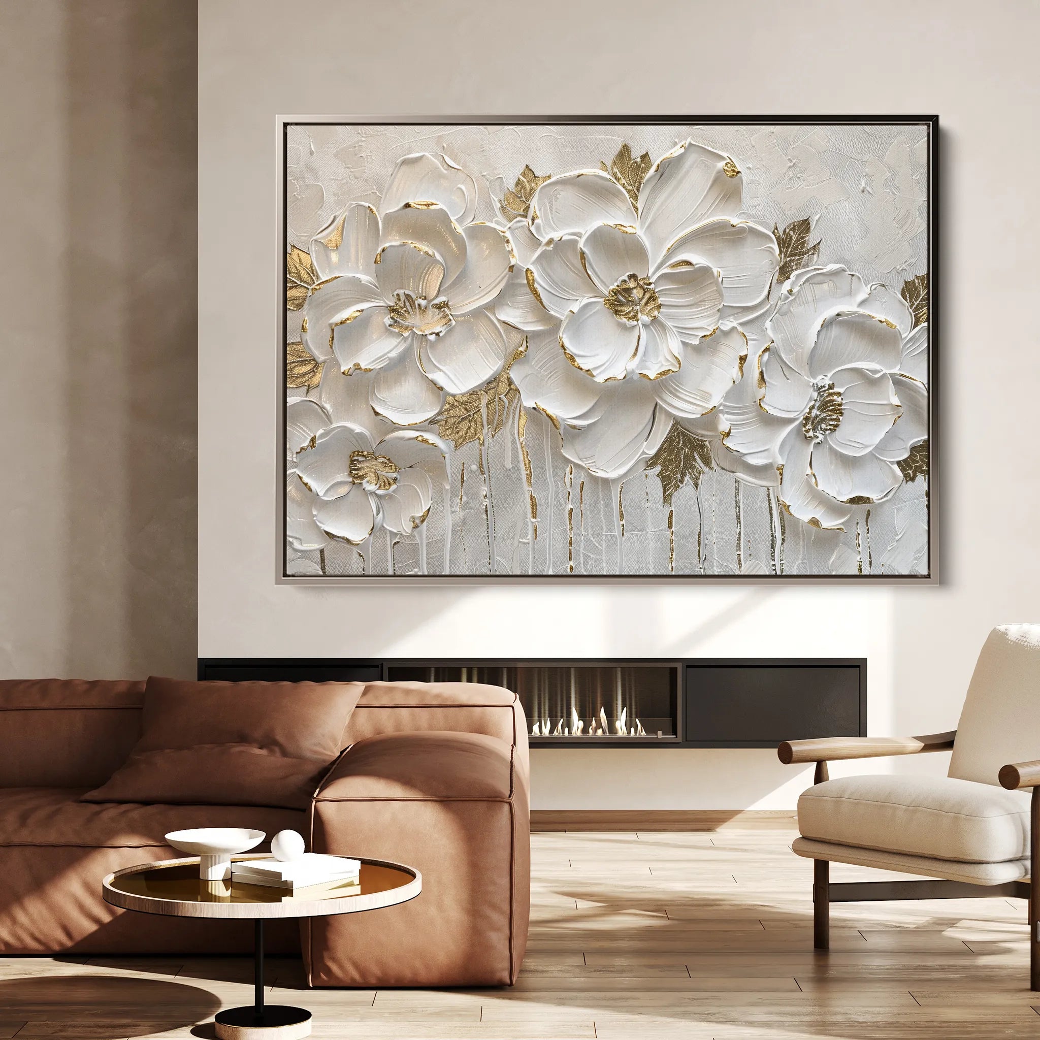 Floral 090 Canvas Art 18" x 24" / 45 x 60 cm / Black
