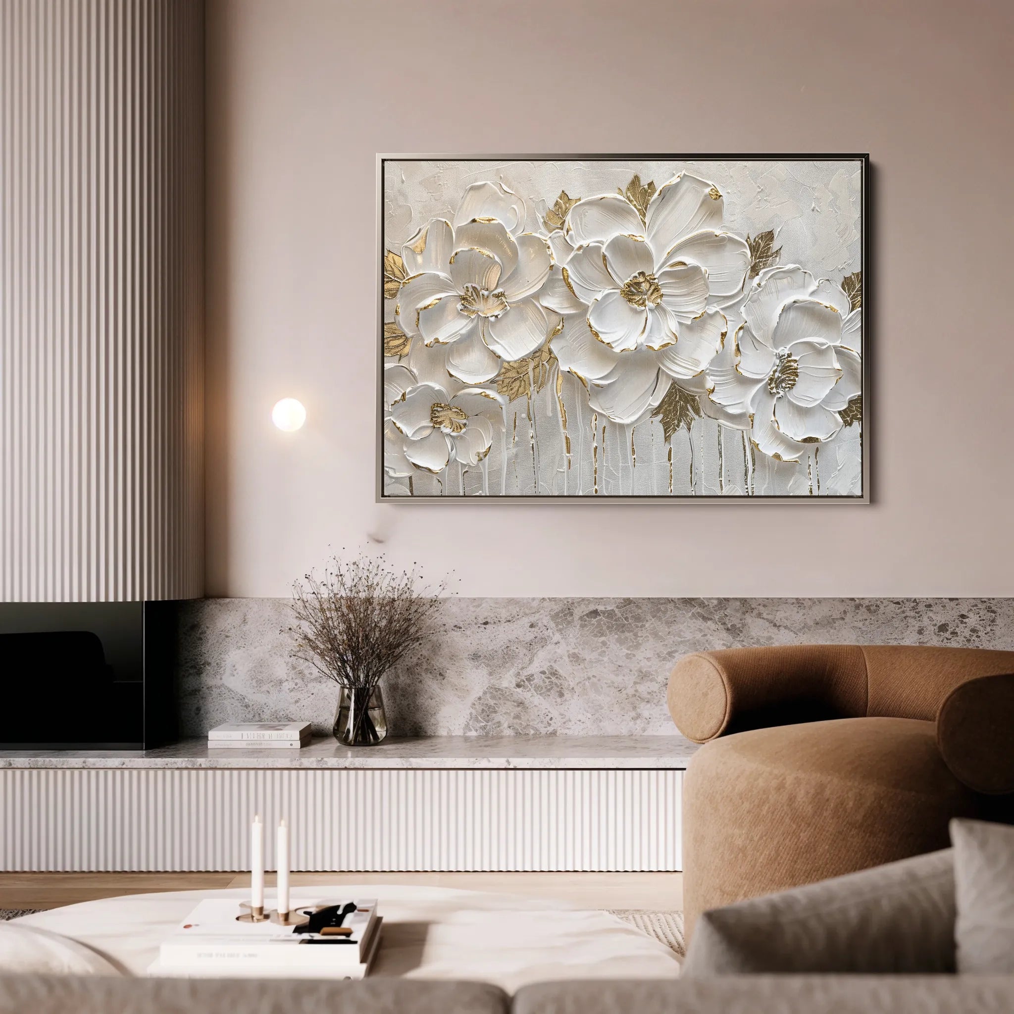 Floral 090 Canvas Art 18" x 24" / 45 x 60 cm / Black