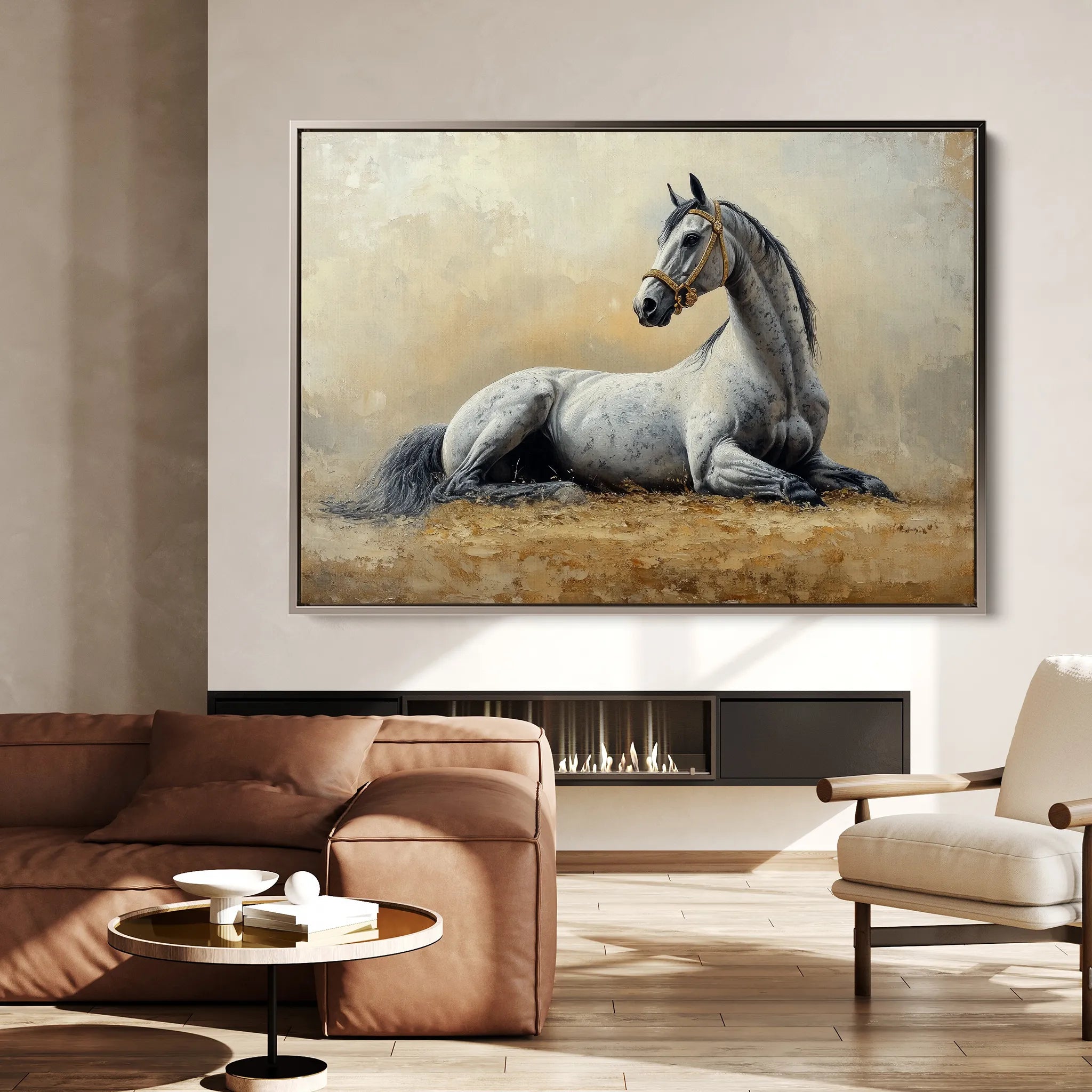 Horses 090 Canvas Art 18" x 24" / 45 x 60 cm / Black