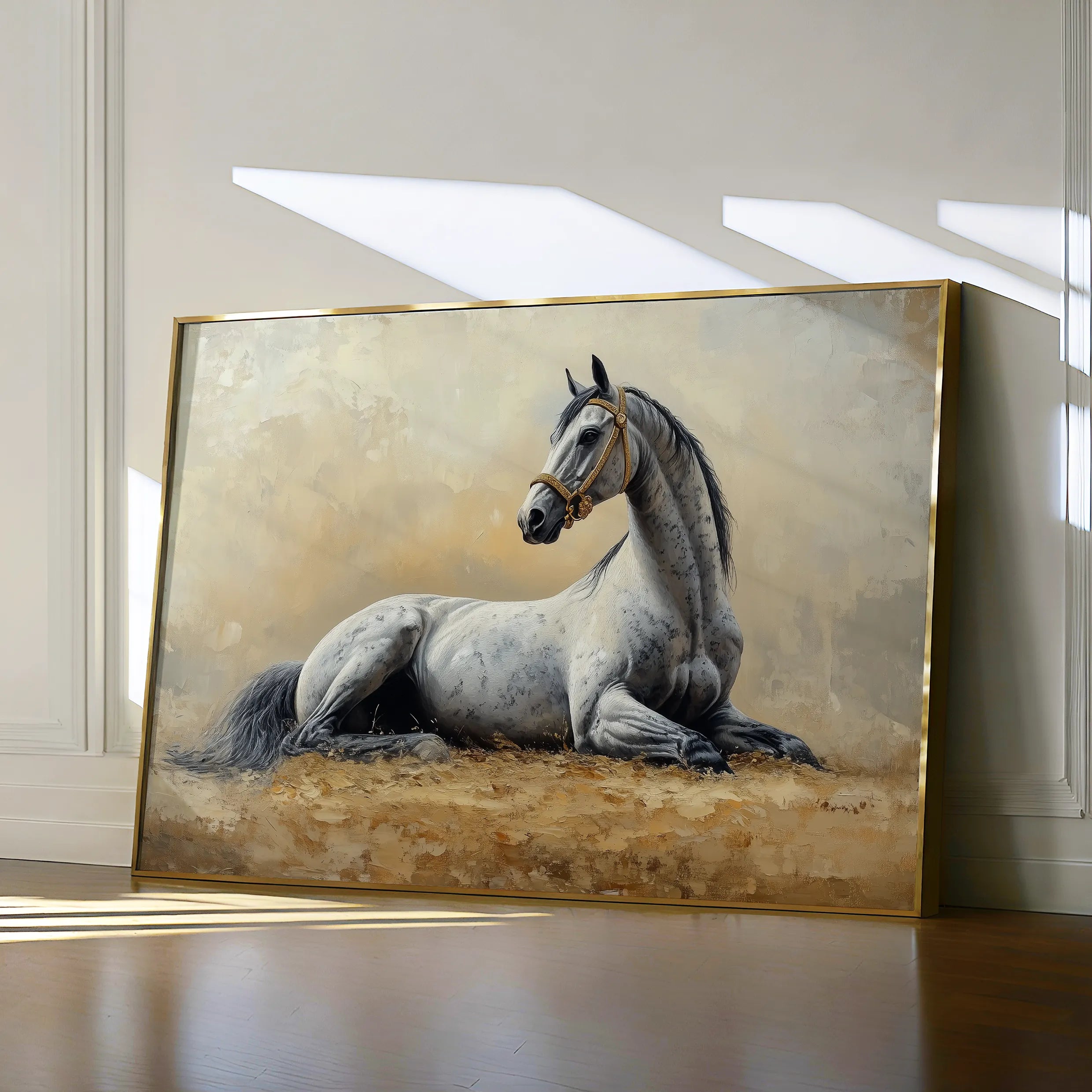 Horses 090 Canvas Art 18" x 24" / 45 x 60 cm / Black