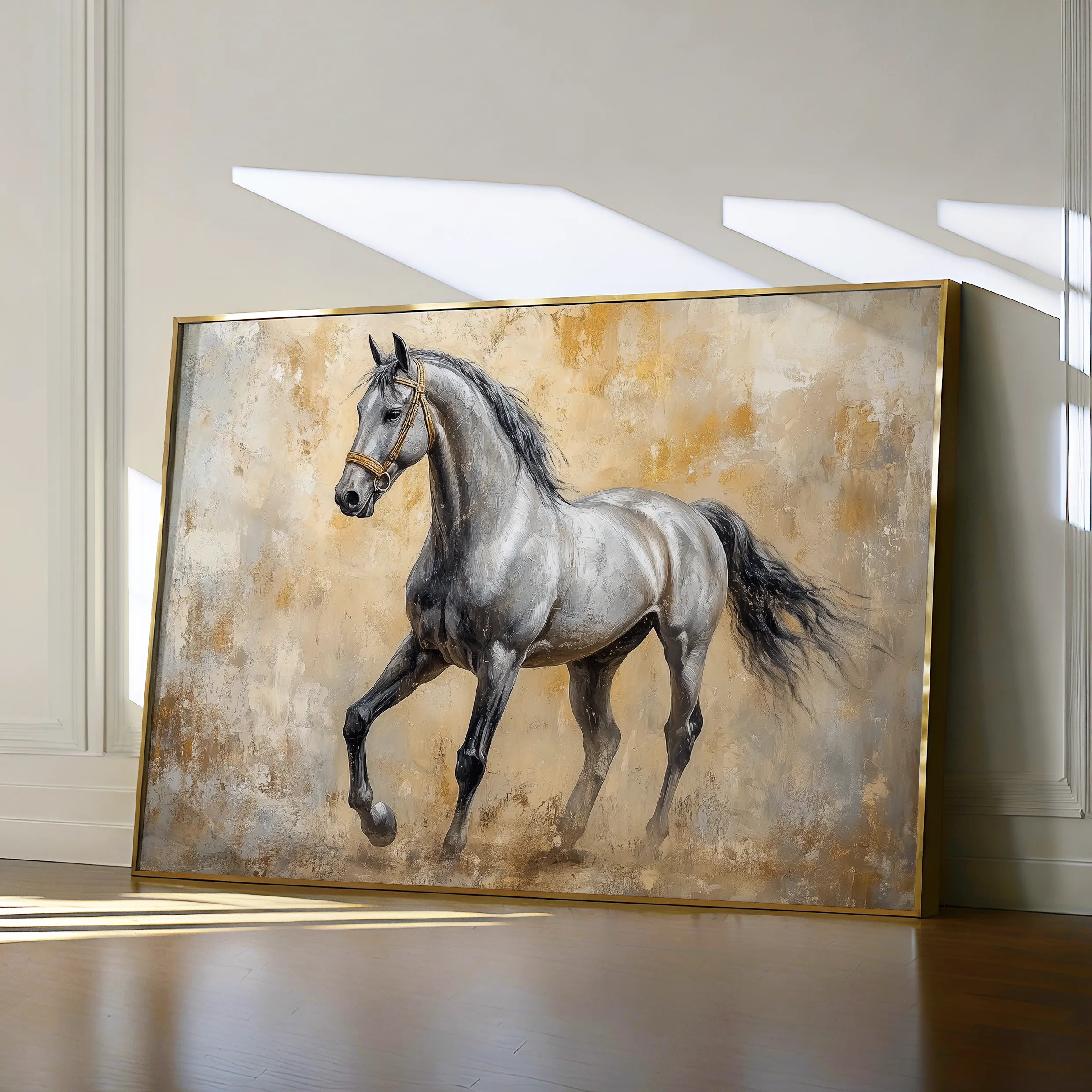 Horses 091 Canvas Art 18" x 24" / 45 x 60 cm / Black