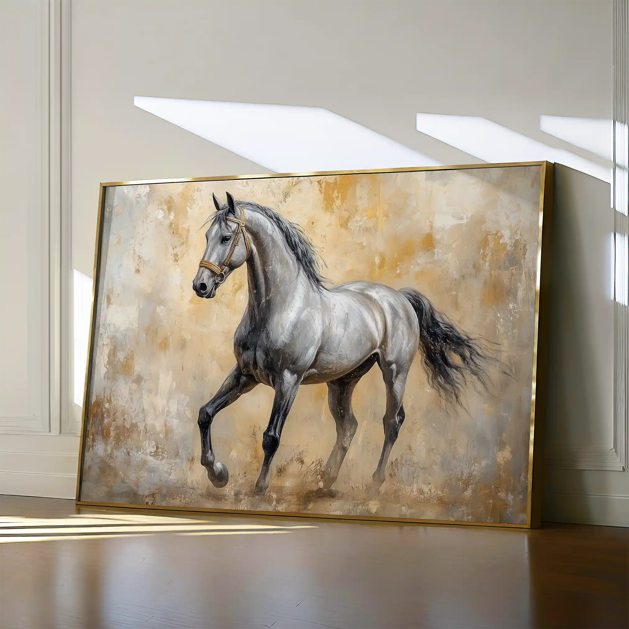 Horses 091 Canvas Art 60 x 40 cm / Black