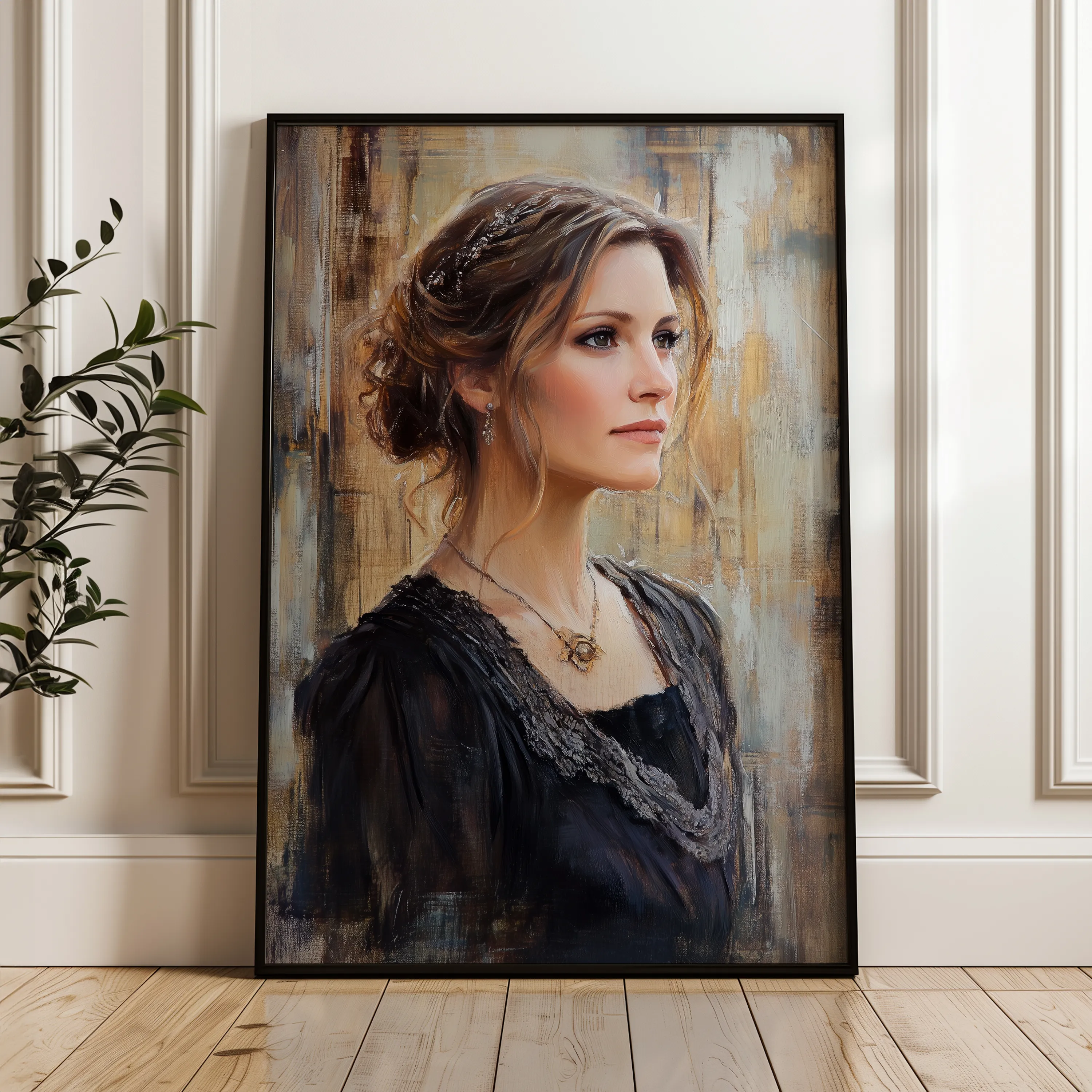 Portrait 091 Canvas Art 18" x 24" / 45 x 60 cm / Black