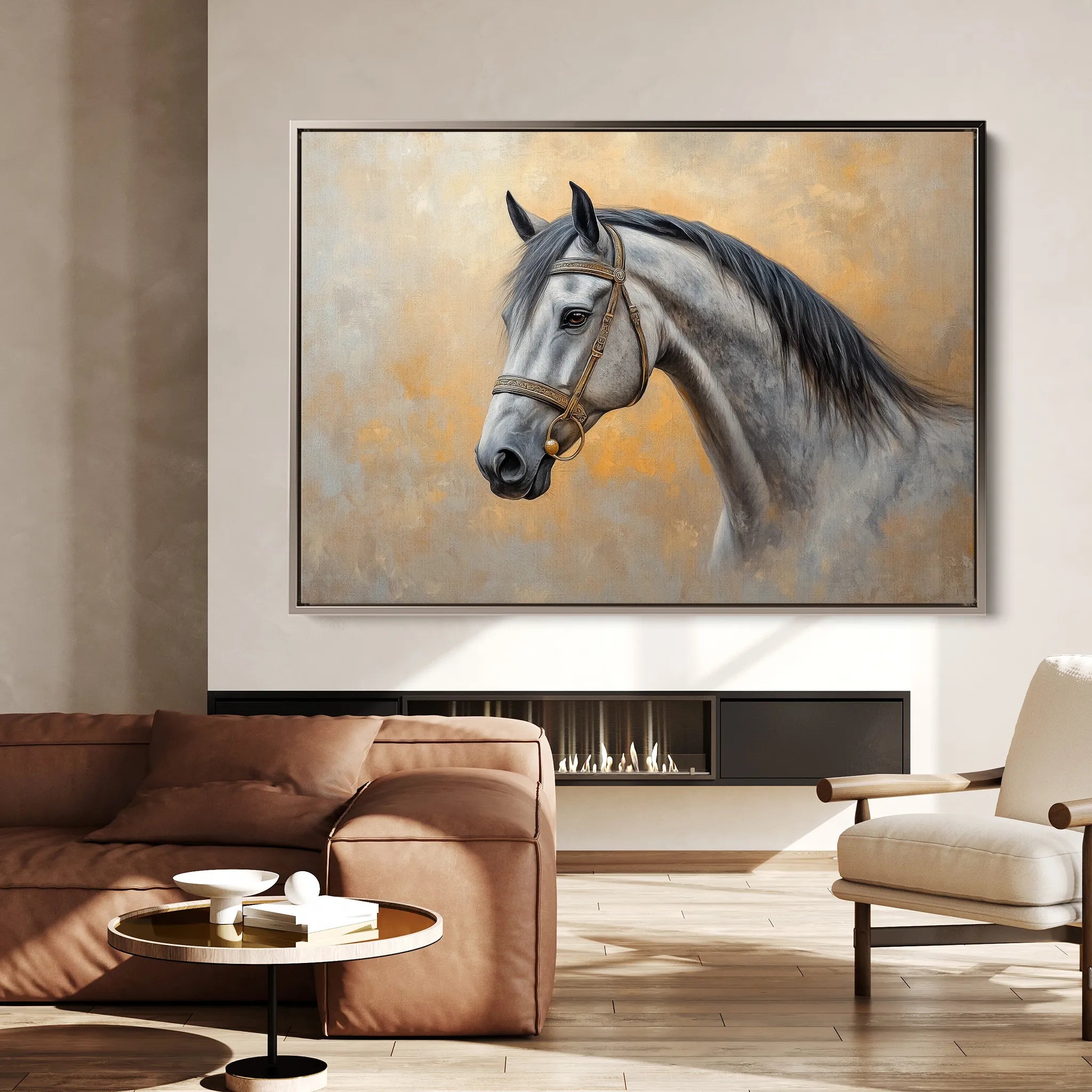 Horses 092 Canvas Art 18" x 24" / 45 x 60 cm / Black