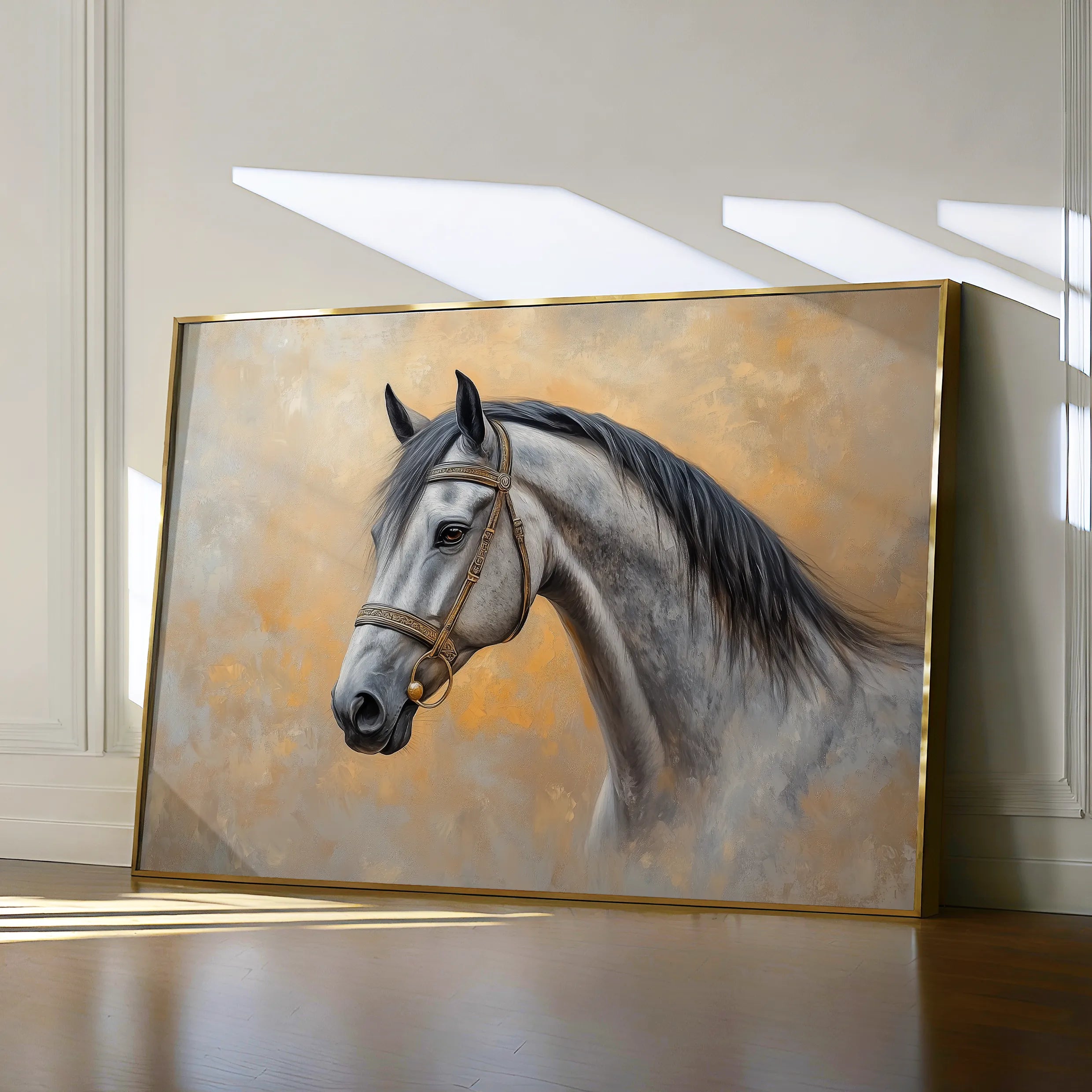 Horses 092 Canvas Art 18" x 24" / 45 x 60 cm / Black