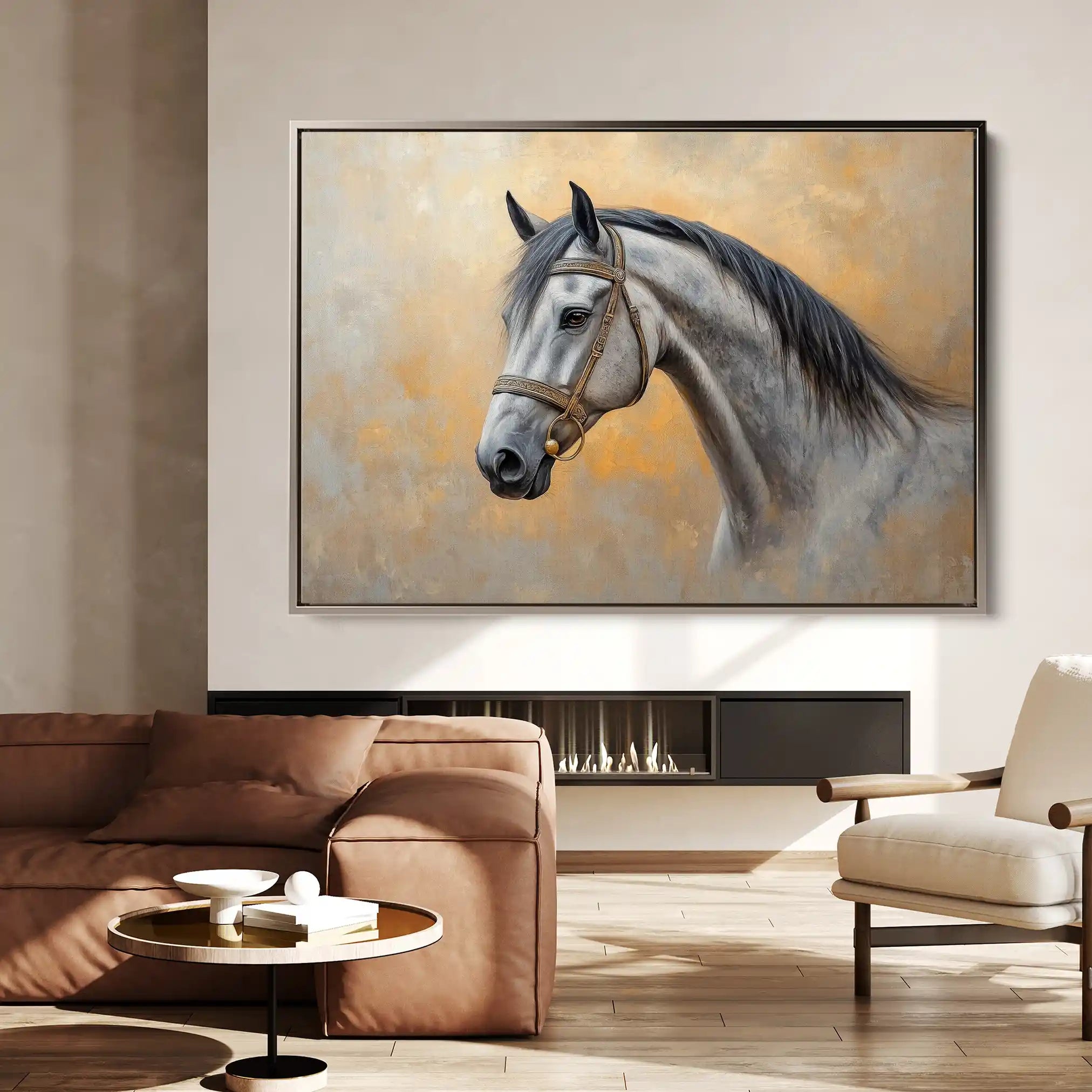 Horses 092 Canvas Art 60 x 40 cm / Black