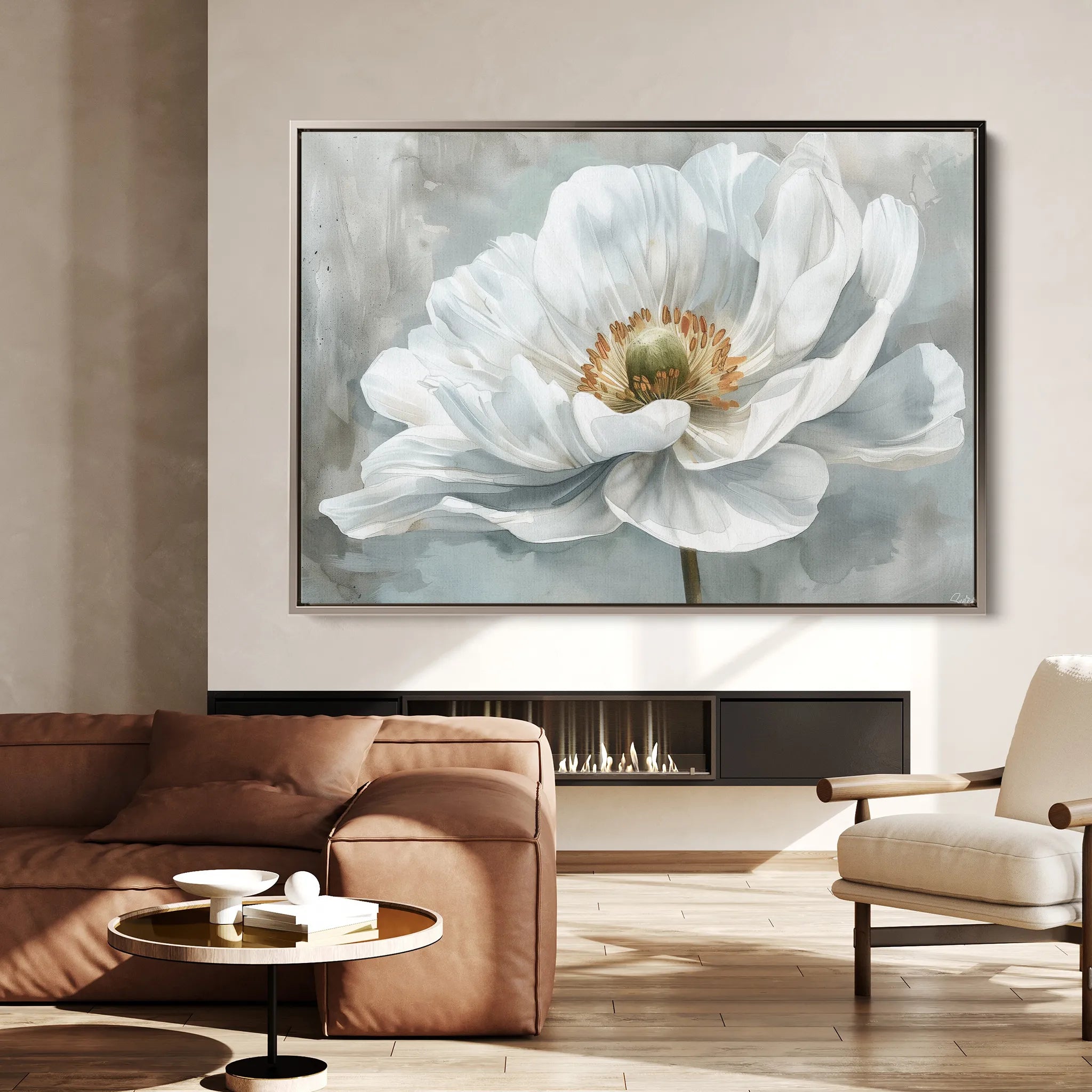 Floral 093 Canvas Art 18" x 24" / 45 x 60 cm / Black