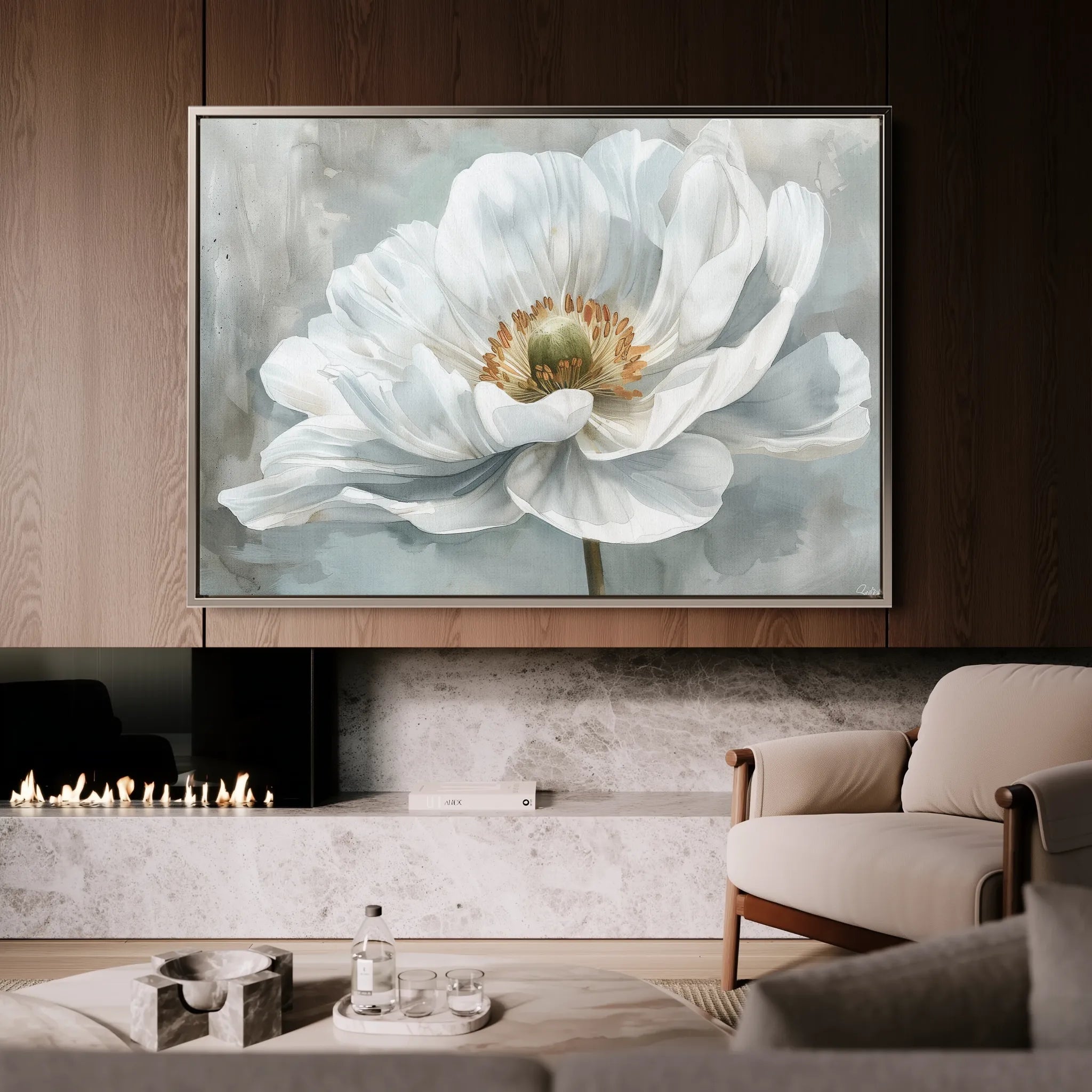 Floral 093 Canvas Art 18" x 24" / 45 x 60 cm / Black
