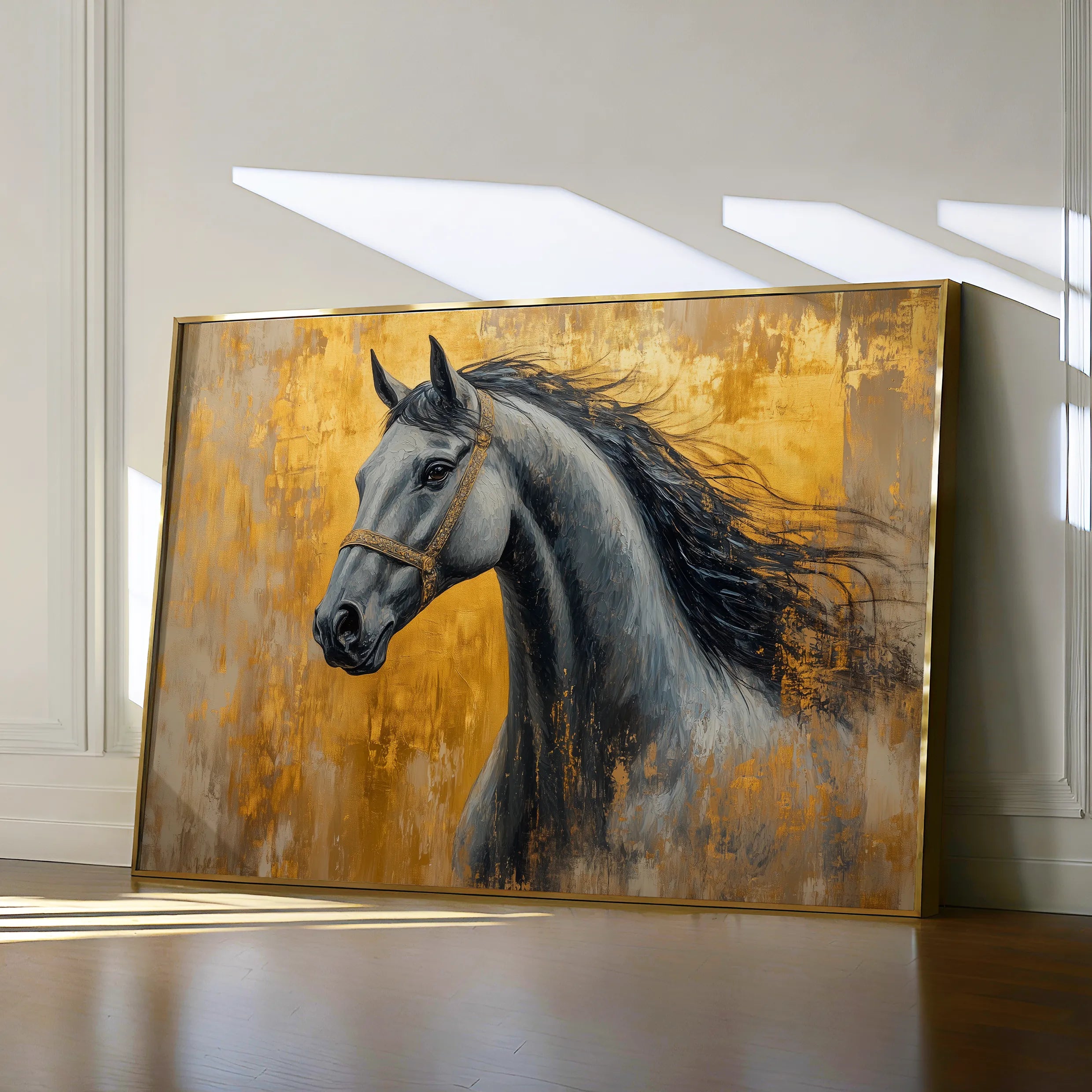 Horses 093 Canvas Art 18" x 24" / 45 x 60 cm / Black