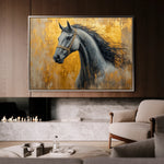 Horses 093 Canvas Art 18" x 24" / 45 x 60 cm / Black