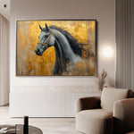 Horses 093 Canvas Art 18" x 24" / 45 x 60 cm / Black