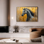 Horses 093 Canvas Art 18" x 24" / 45 x 60 cm / Black