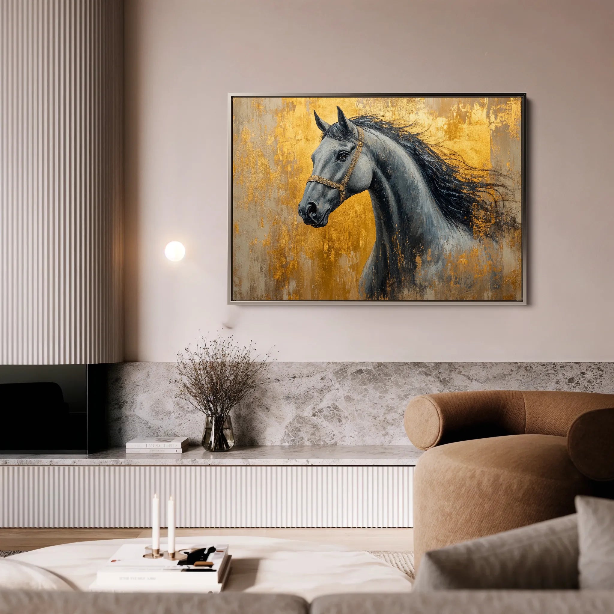 Horses 093 Canvas Art 18" x 24" / 45 x 60 cm / Black